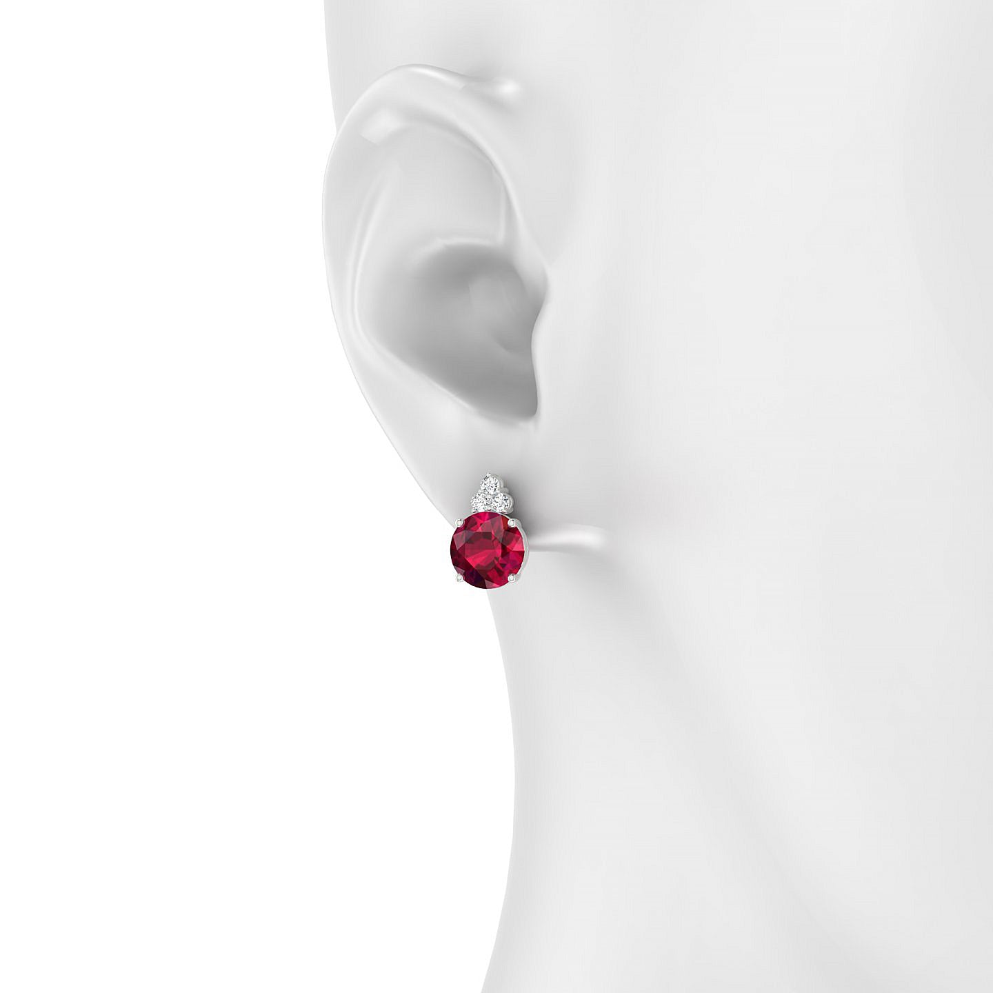 Mirage | 18k White Gold 8 mm Round Ruby Earrings