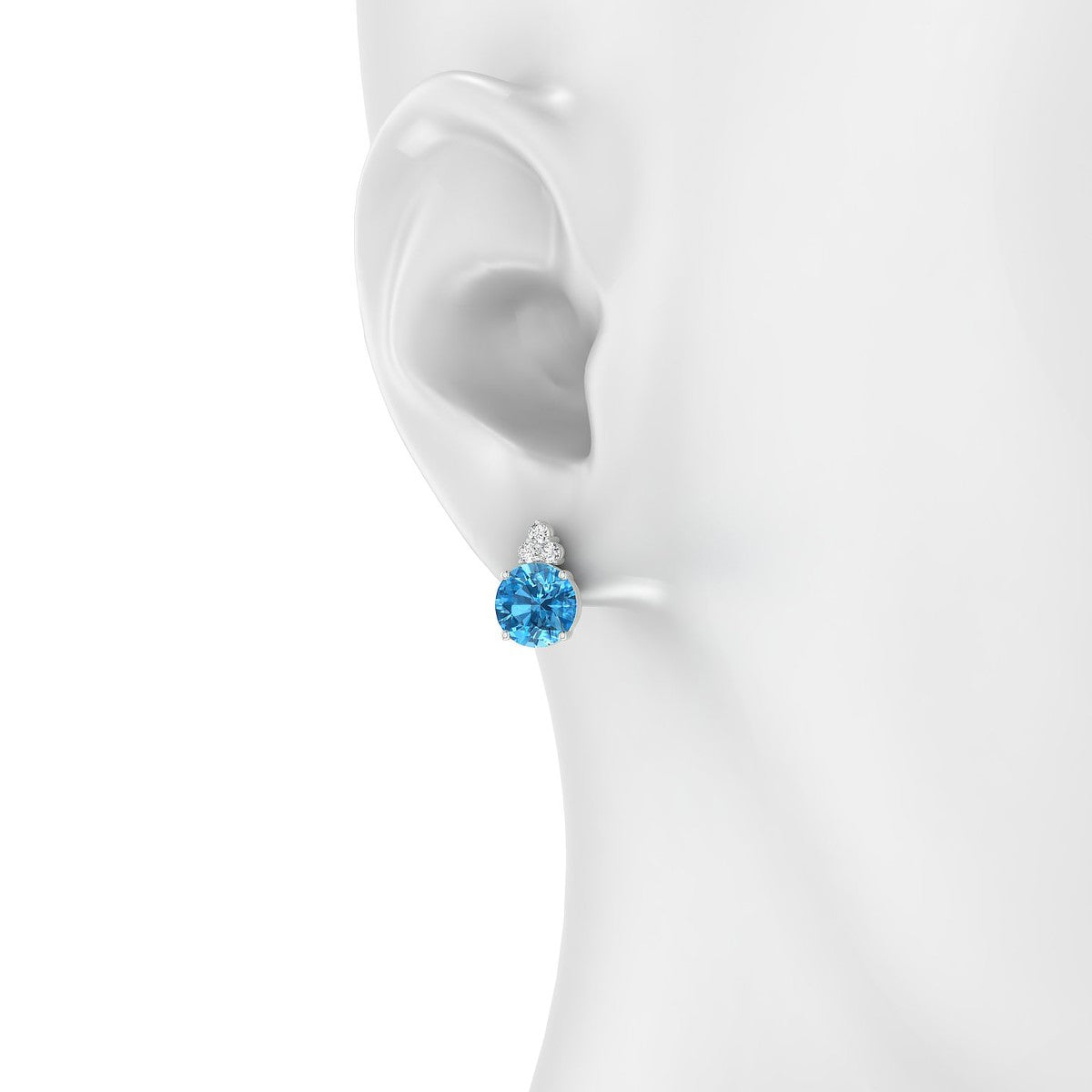 Mirage | 18k White Gold 8 mm Round Topaz Earrings