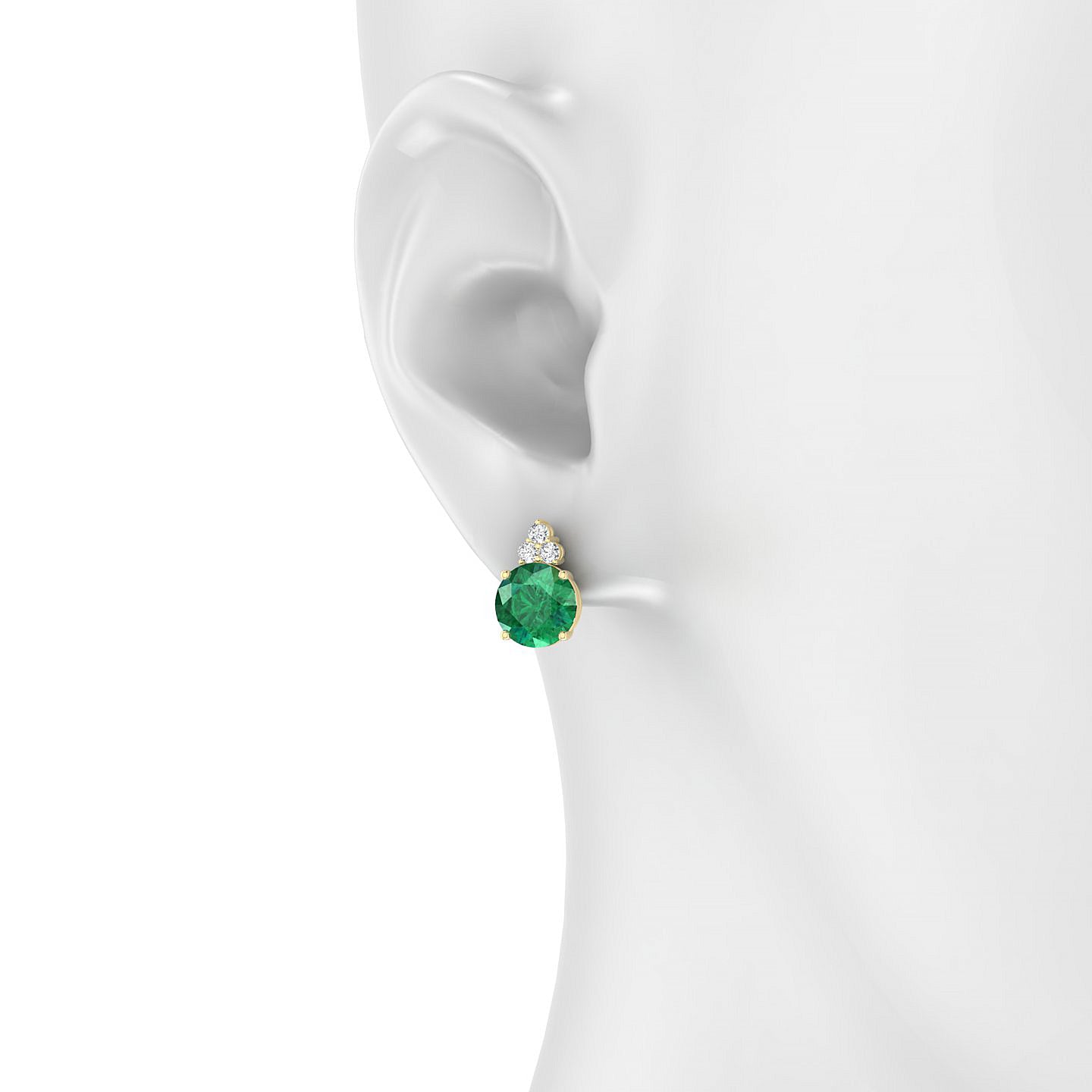 Mirage | 18k Yellow Gold 8 mm Round Emerald Earrings