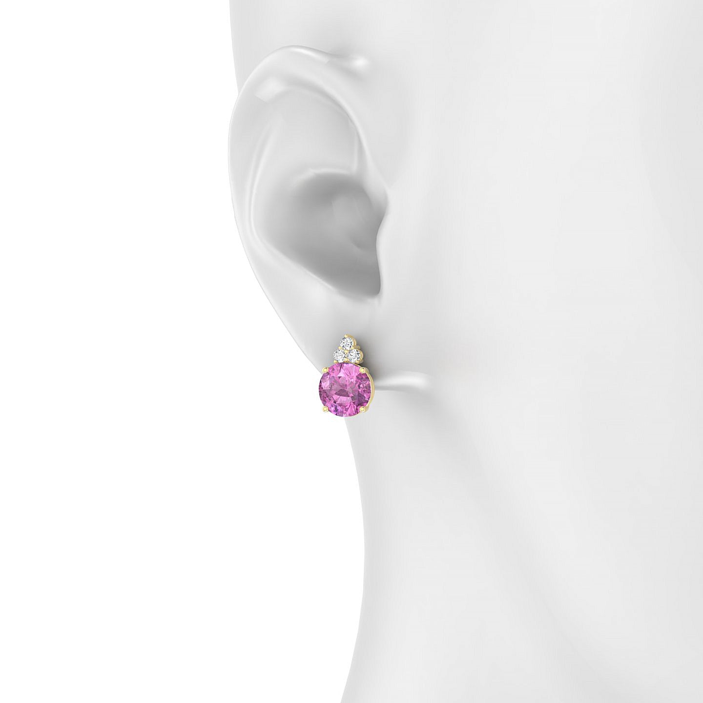 Mirage | 18k Yellow Gold 8 mm Round Pink Sapphire Earrings
