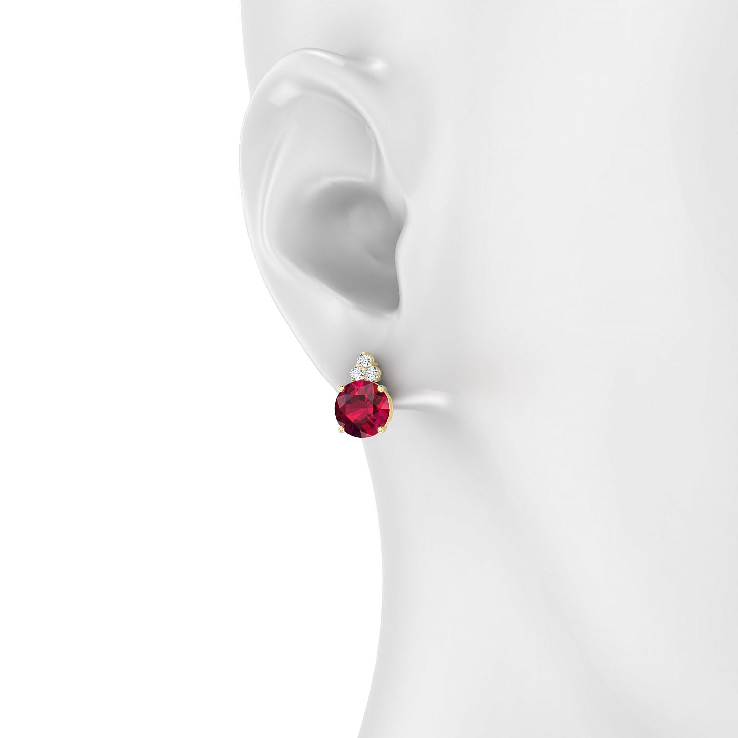 Mirage | 18k Yellow Gold 8 mm Round Ruby Earrings