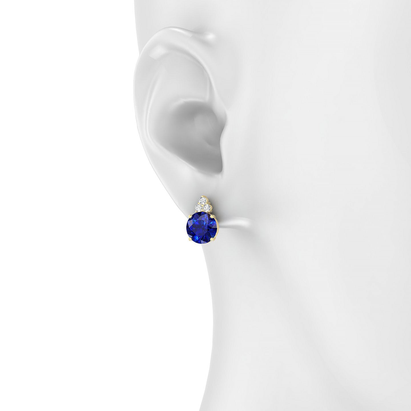 Mirage | 18k Yellow Gold 8 mm Round Sapphire Earrings