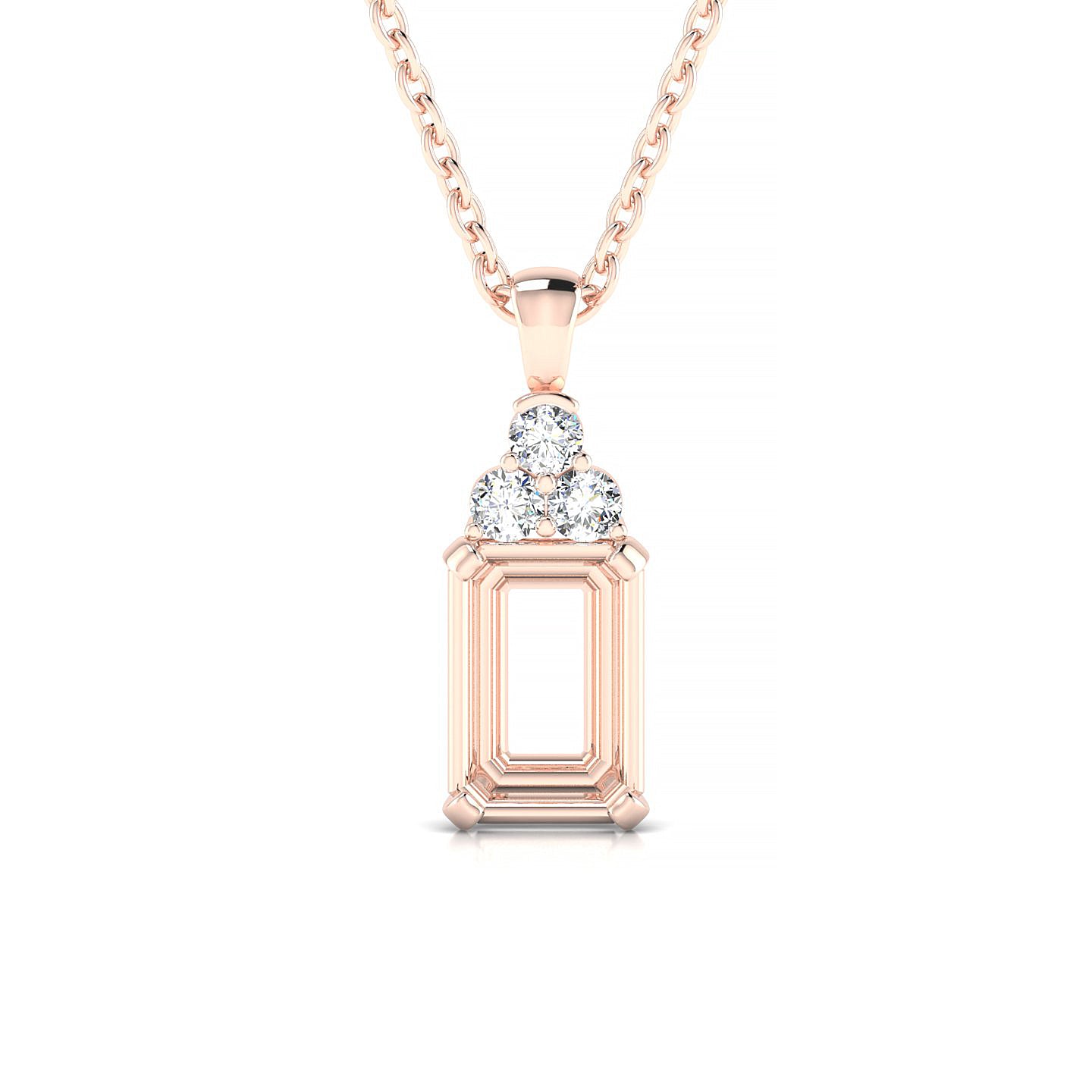 Mirage Emerald 2-2.99 ct | 18k Rose Gold Side Stones Diamond Pendant