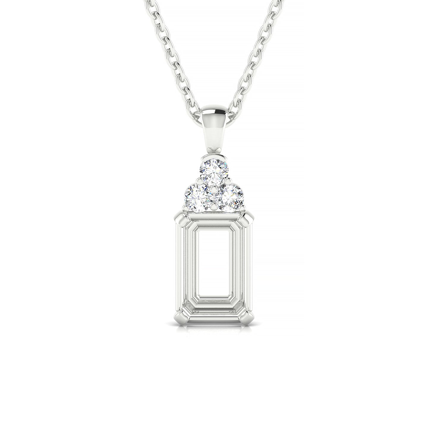 Mirage Emerald 2-2.99 ct | 18k White Gold Side Stones Diamond Pendant