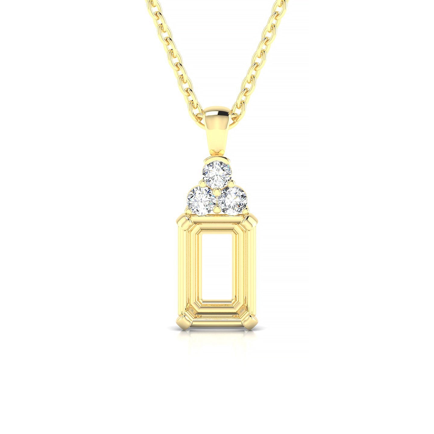 Mirage Emerald 2-2.99 ct | 18k Yellow Gold Side Stones Diamond Pendant