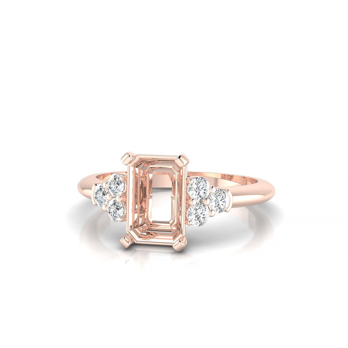 Mirage Emerald 2-2.99 ct | 18k Rose Gold Side Stones Ring