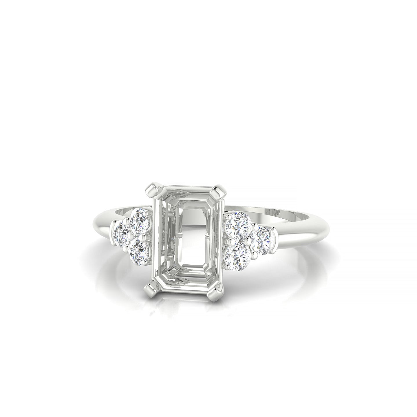 Mirage Emerald 2-2.99 ct | 18k White Gold Side Stones Ring