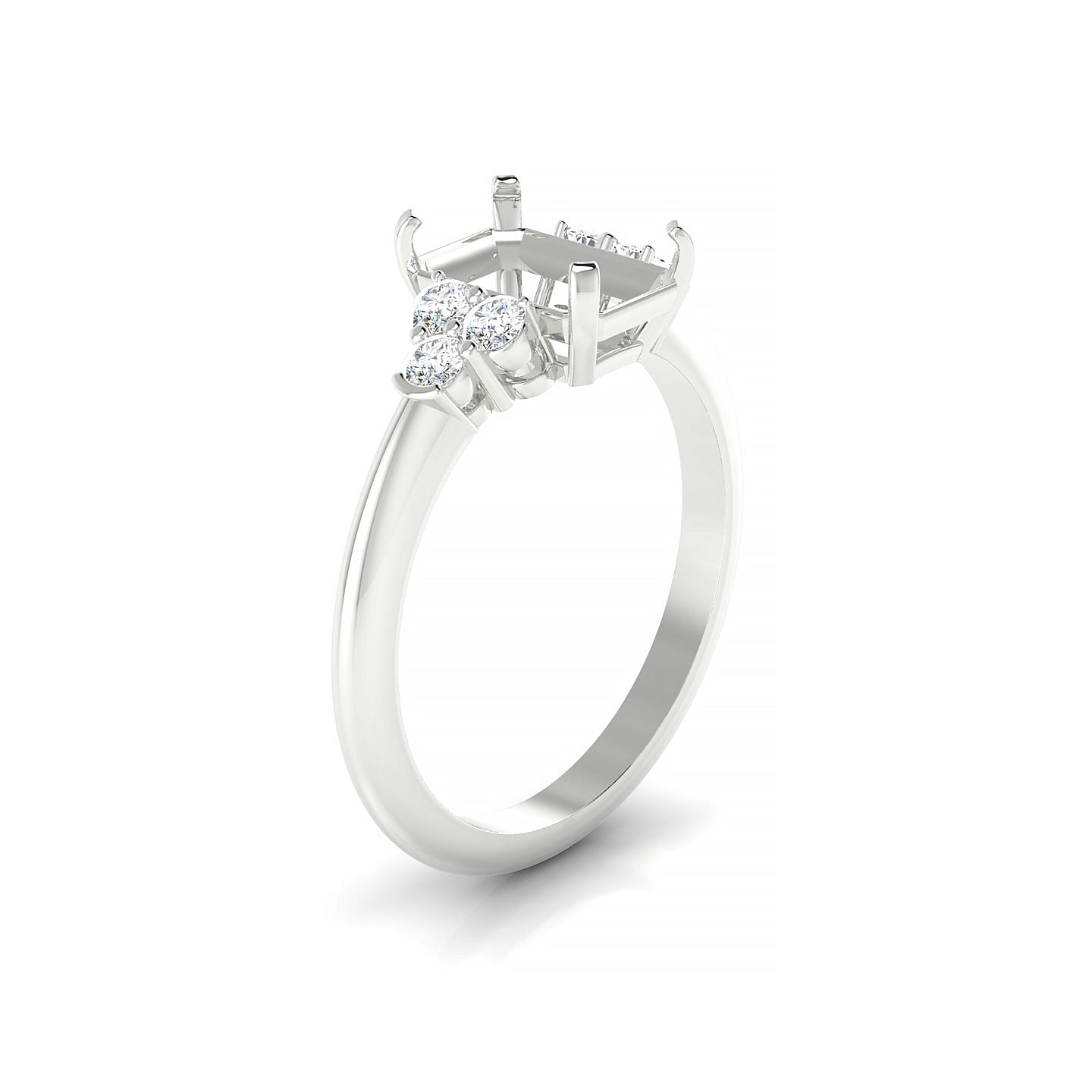 Mirage Emerald 2-2.99 ct | 18k White Gold Side Stones Ring