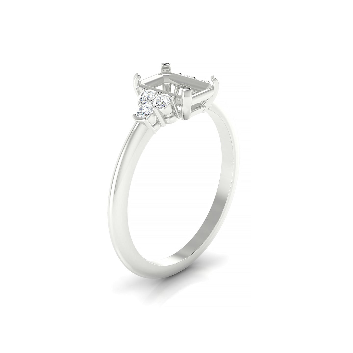 Mirage Emerald 1-1.99 ct | 18k White Gold Side Stones Ring