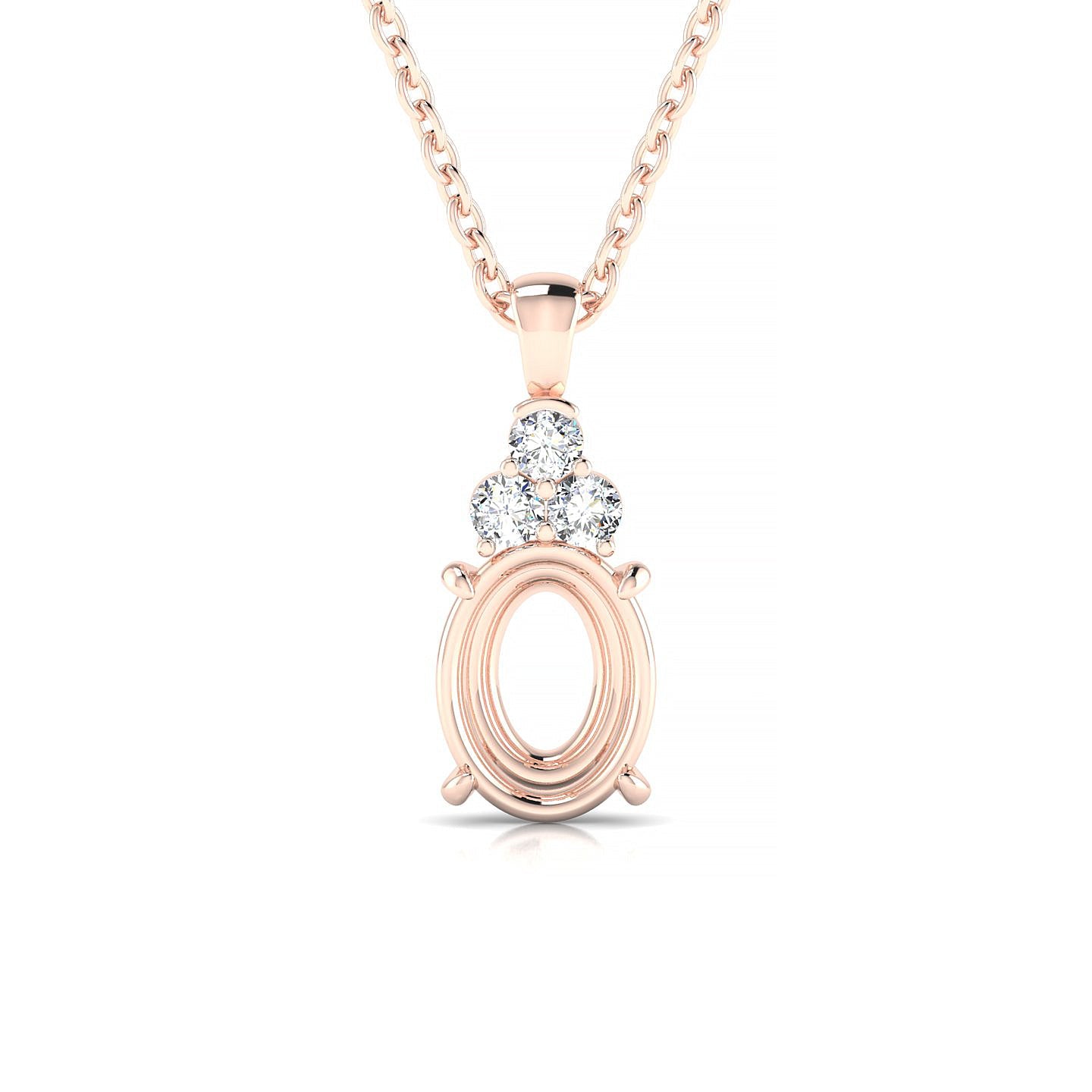 Mirage Oval 2-2.99 ct | 18k Rose Gold Side Stones Diamond Pendant