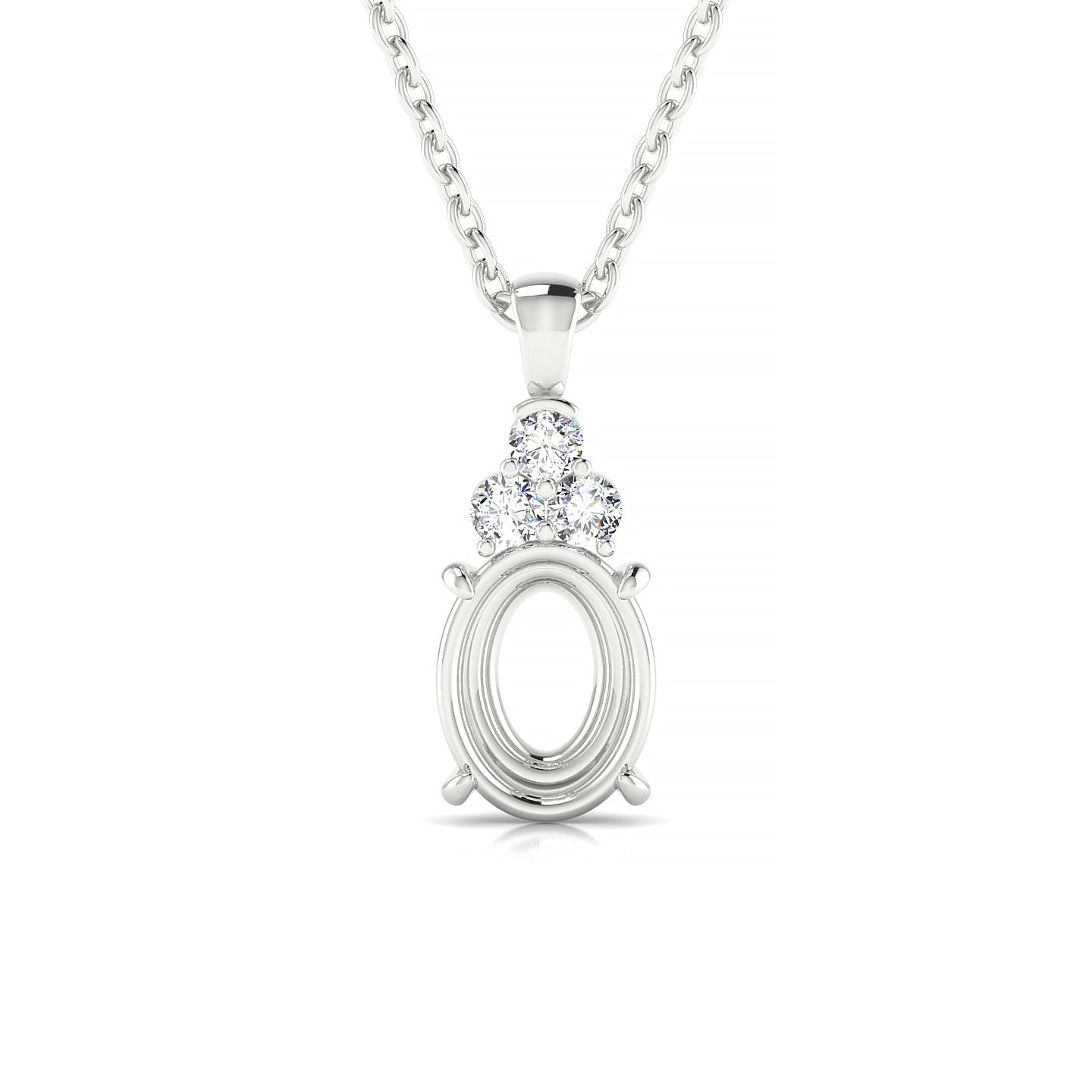 Mirage Oval 2-2.99 ct | 18k White Gold Side Stones Diamond Pendant