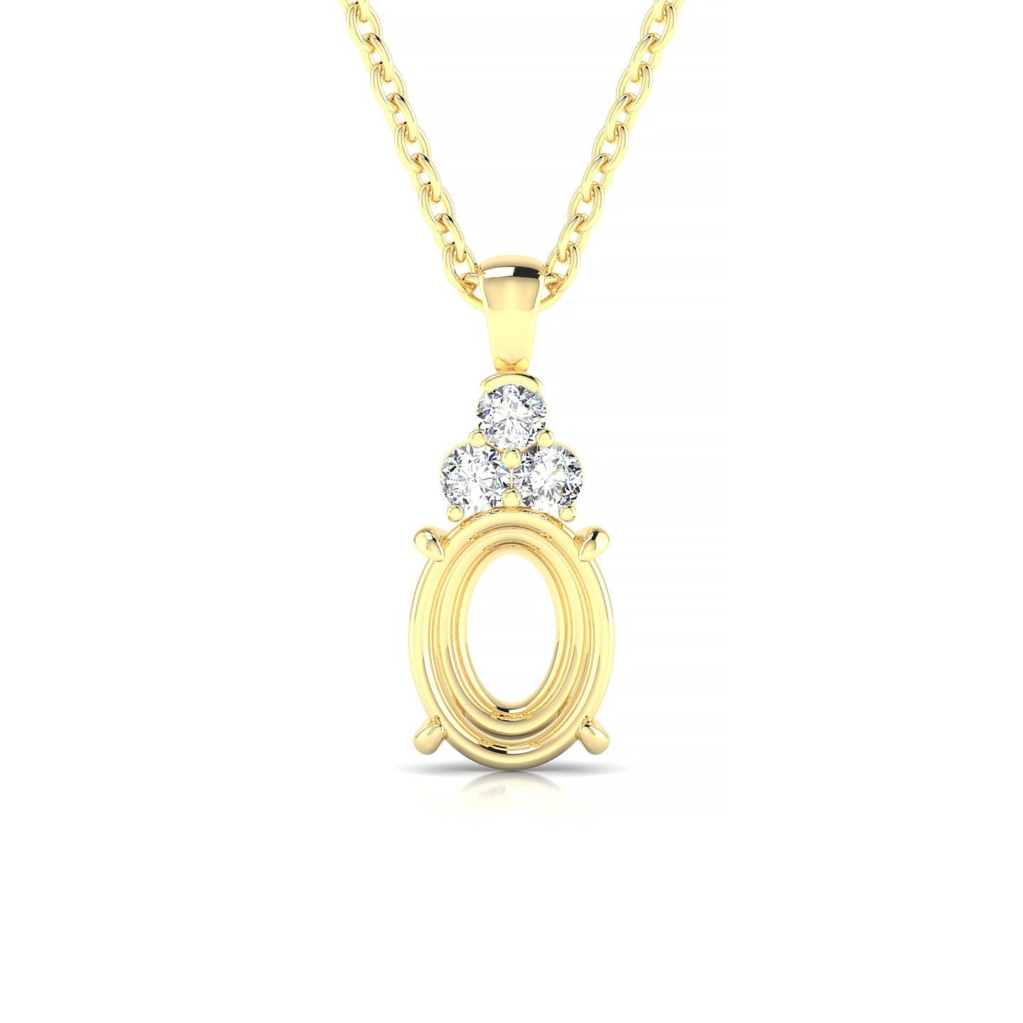 Mirage Oval 2-2.99 ct | 18k Yellow Gold Side Stones Diamond Pendant
