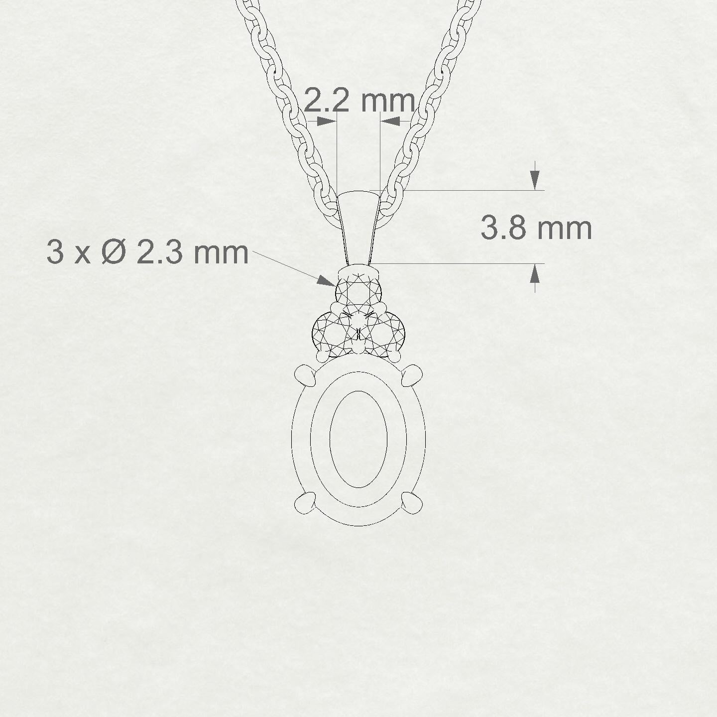 Mirage Oval 2-2.99 ct | 18k Yellow Gold Side Stones Diamond Pendant