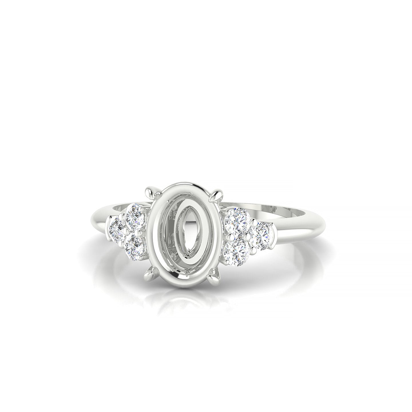 Mirage Oval 2-2.99 ct | 18k White Gold Side Stones Ring