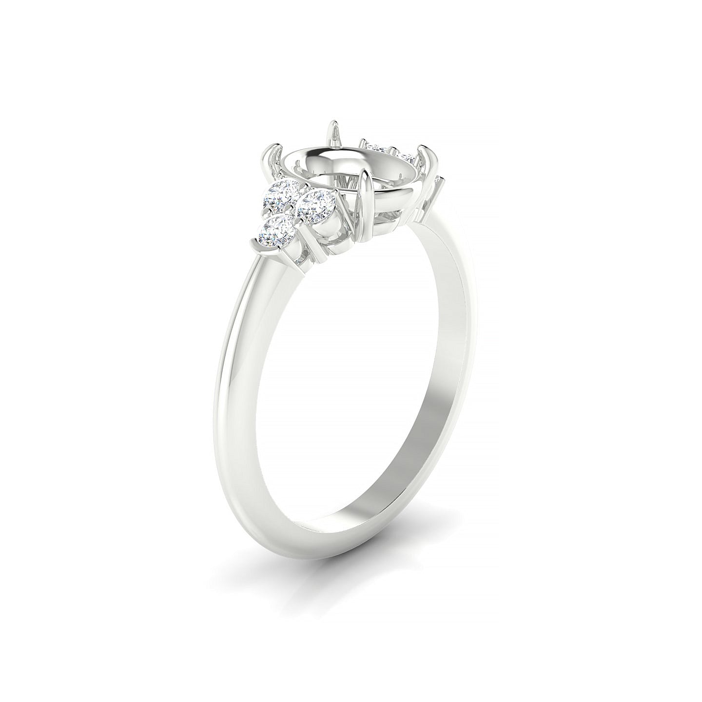 Mirage Oval 2-2.99 ct | 18k White Gold Side Stones Ring