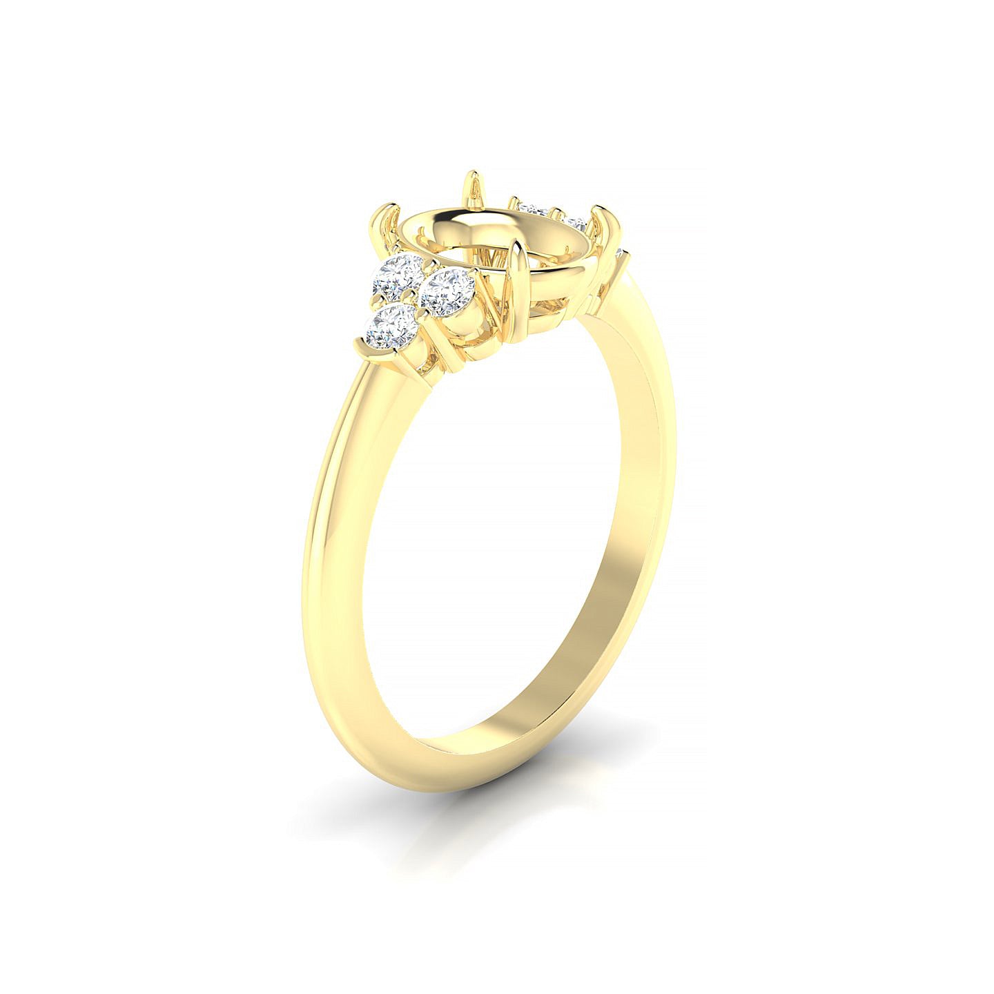 Mirage Oval 2-2.99 ct | 18k Yellow Gold Side Stones Ring