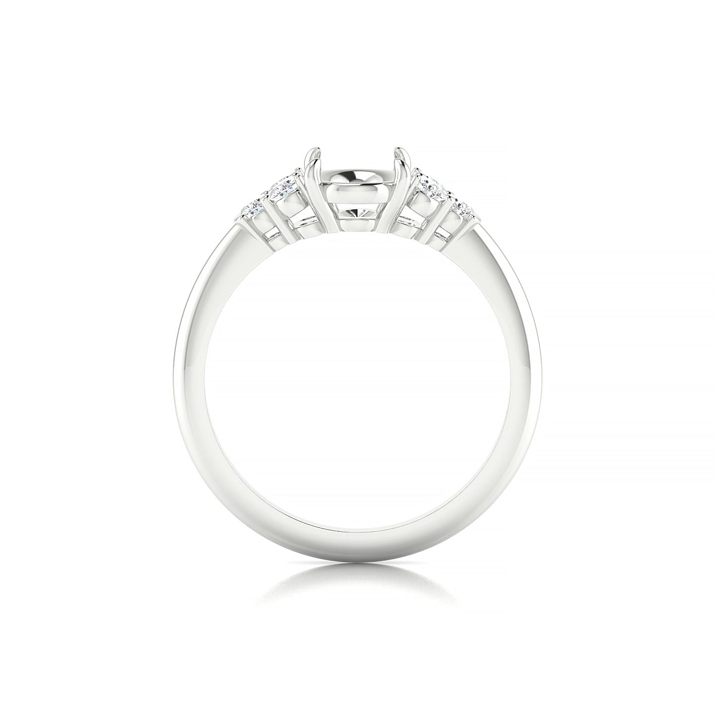 Mirage Oval 2-2.99 ct | 18k White Gold Side Stones Ring