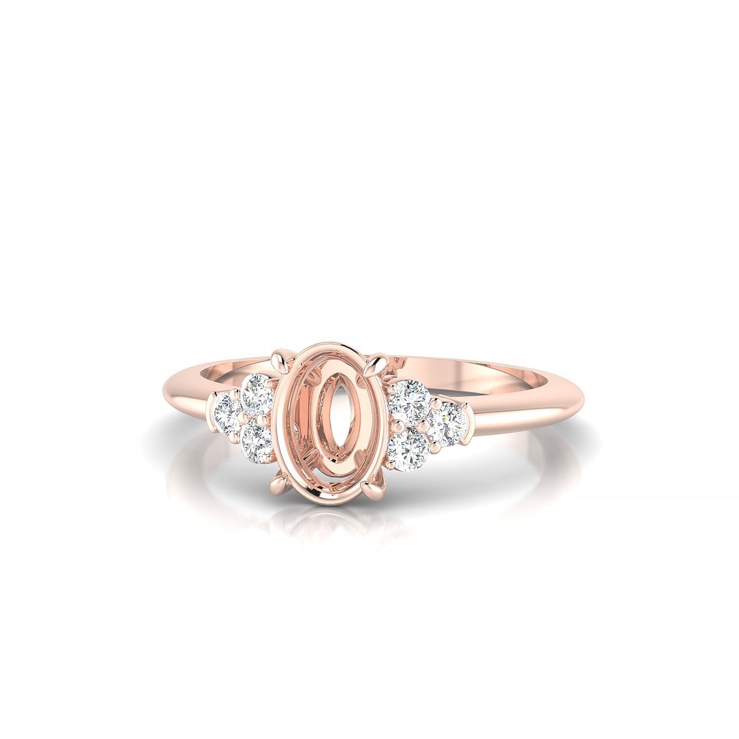 Mirage Oval 1-1.99 ct | 18k Rose Gold Side Stones Ring