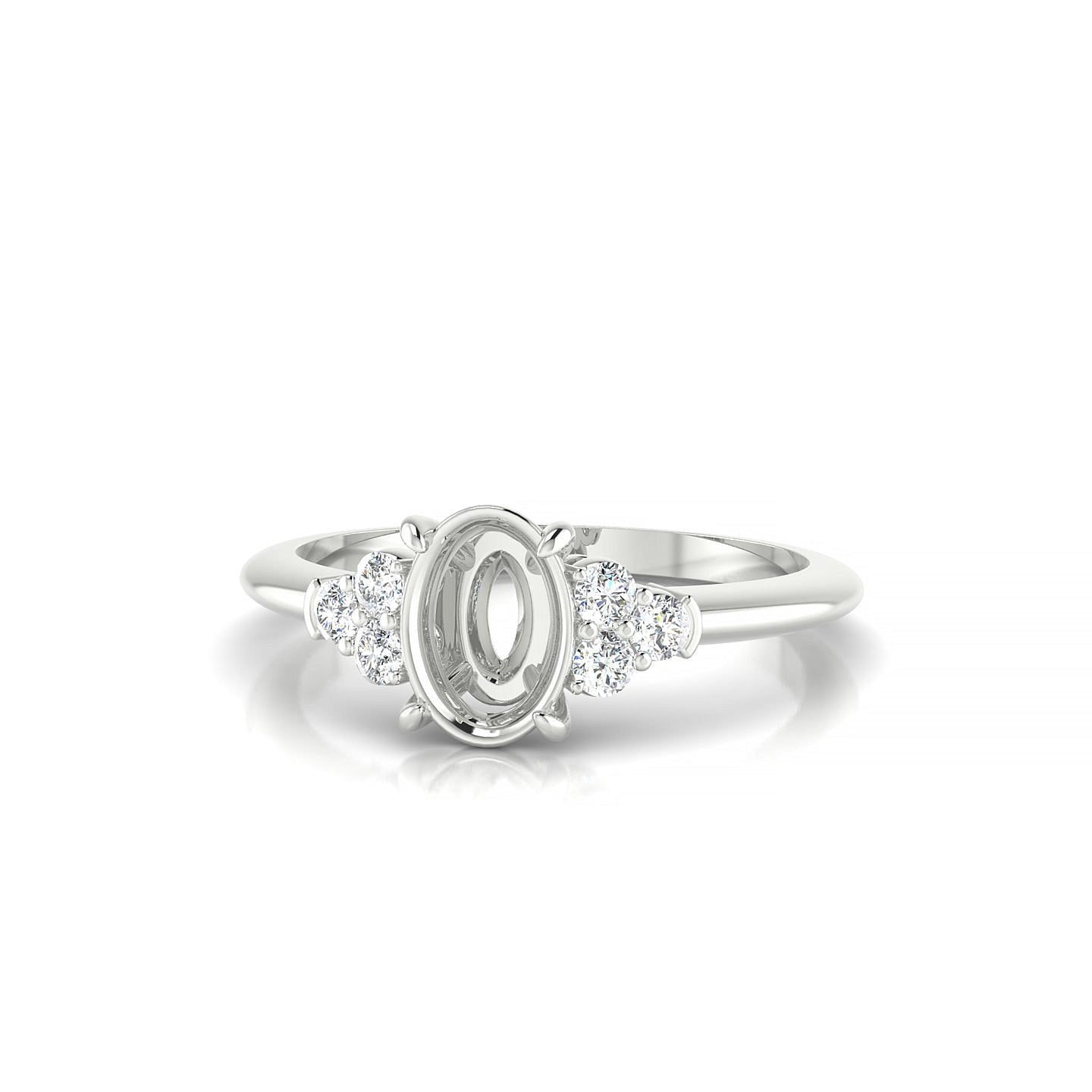 Mirage Oval 1-1.99 ct | 18k White Gold Side Stones Ring