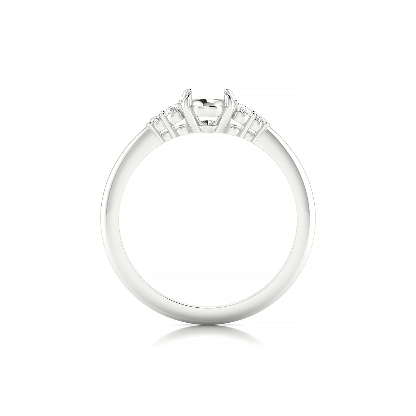 Mirage Oval 1-1.99 ct | 18k White Gold Side Stones Ring