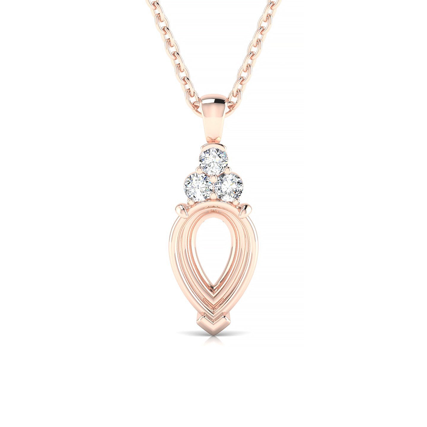 Mirage Pear 2-2.99 ct | 18k Rose Gold Side Stones Diamond Pendant