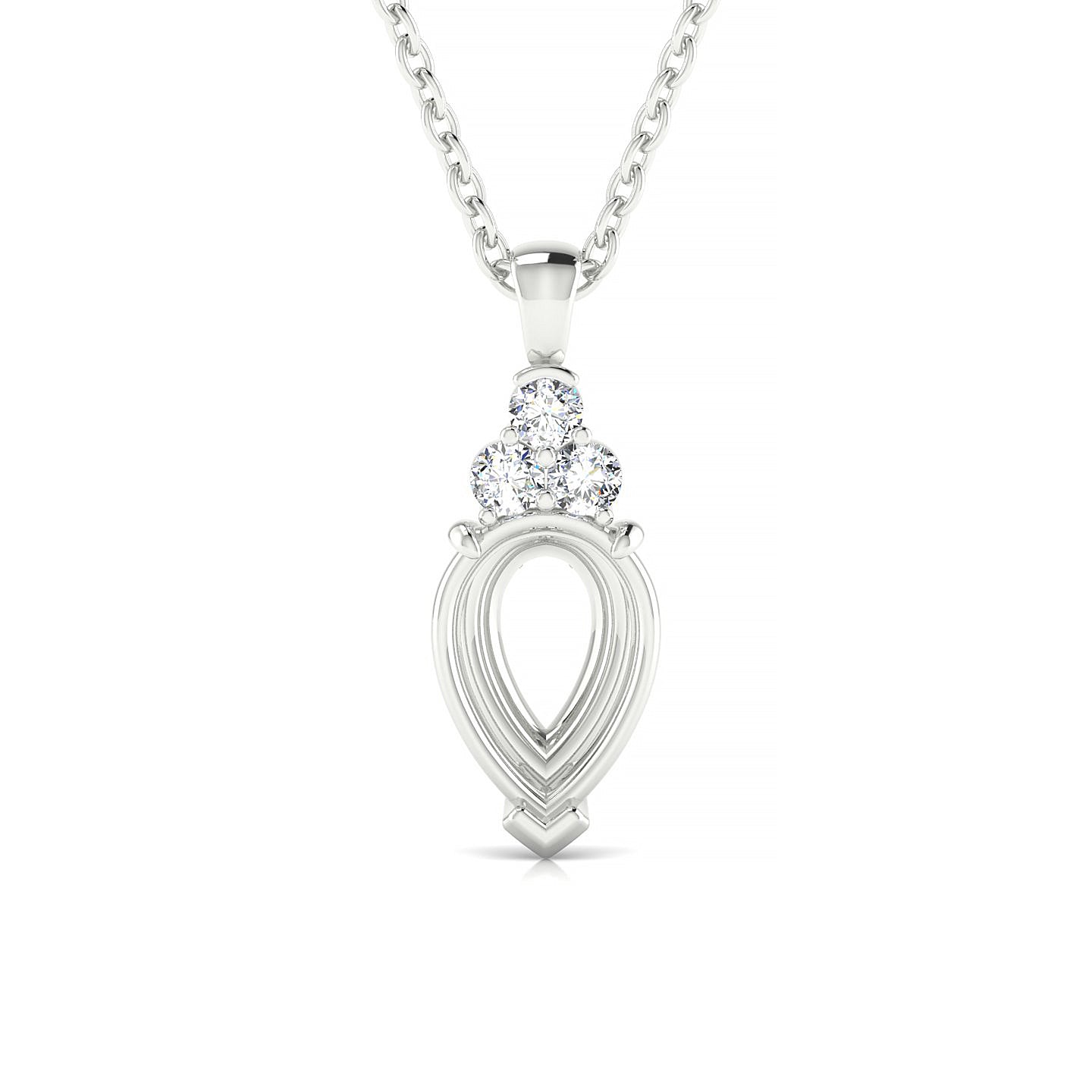 Mirage Pear 2-2.99 ct | 18k White Gold Side Stones Diamond Pendant