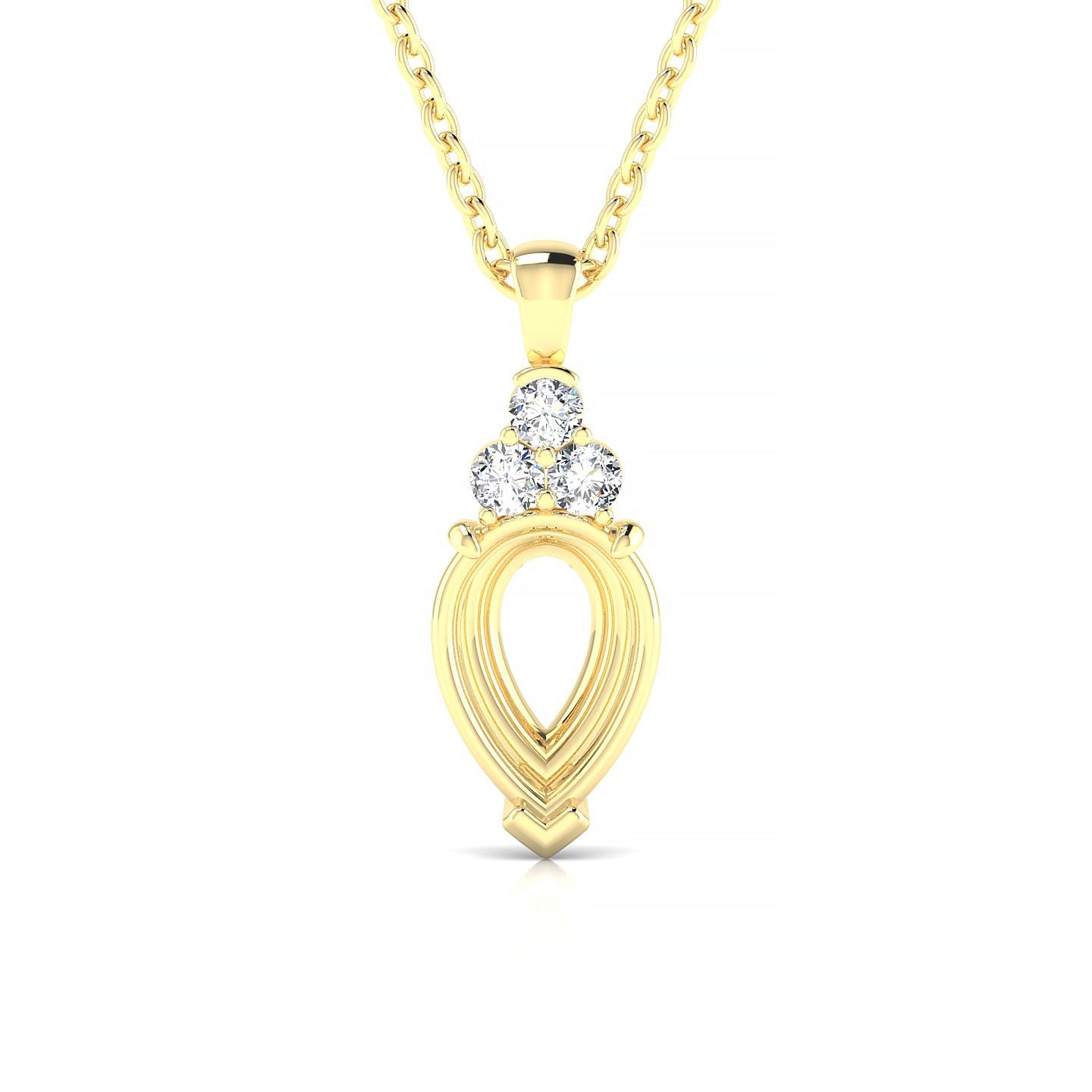 Mirage Pear 2-2.99 ct | 18k Yellow Gold Side Stones Diamond Pendant
