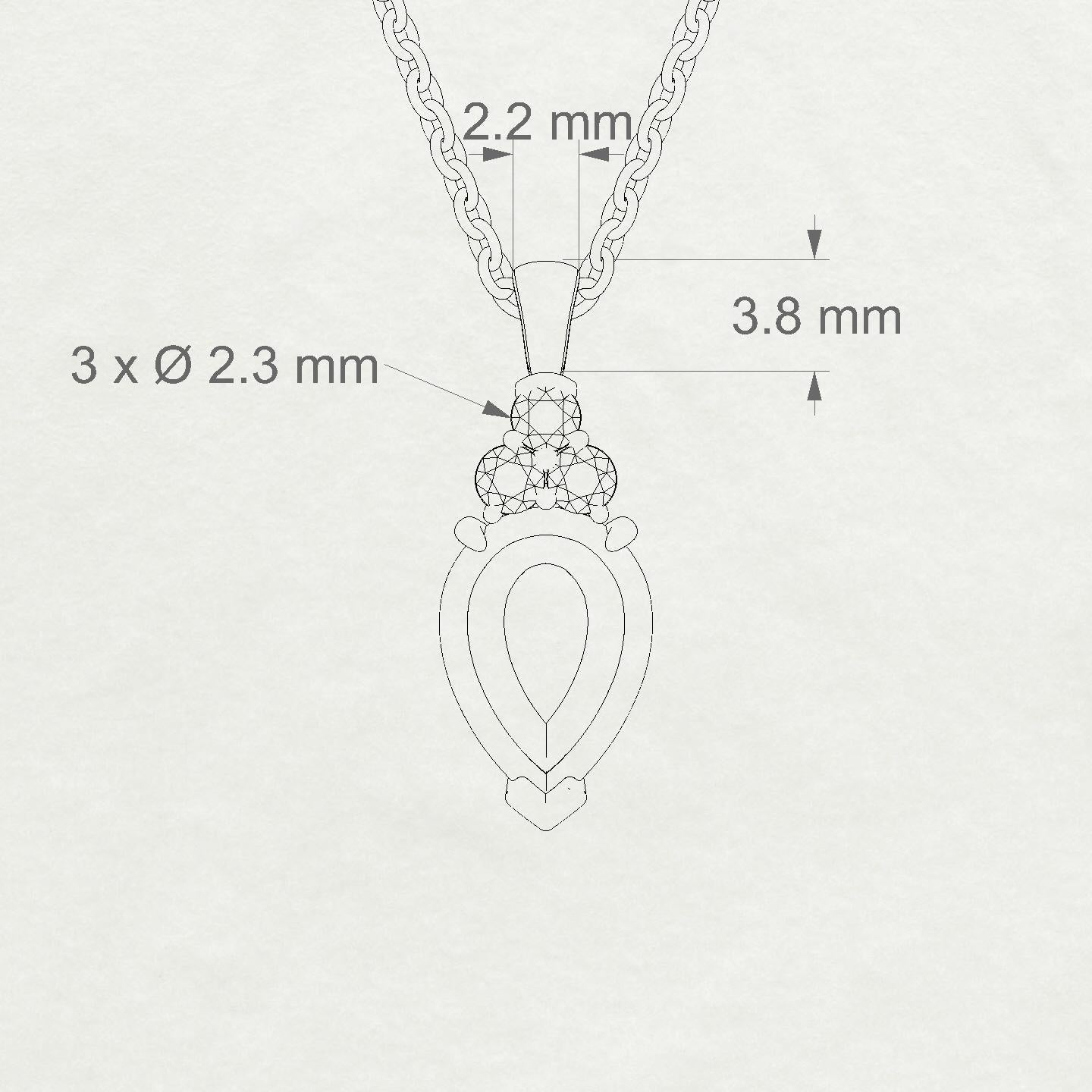 Mirage Pear 2-2.99 ct | 18k White Gold Side Stones Diamond Pendant