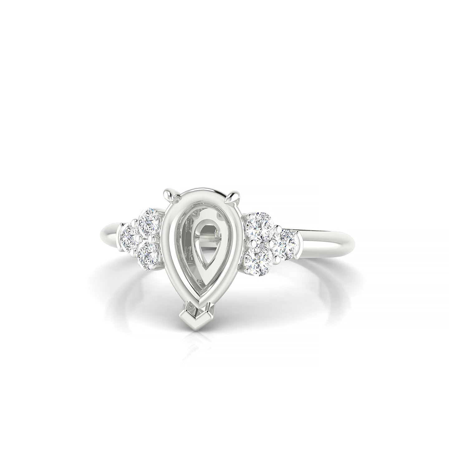 Mirage Pear 2-2.99 ct | 18k White Gold Side Stones Ring
