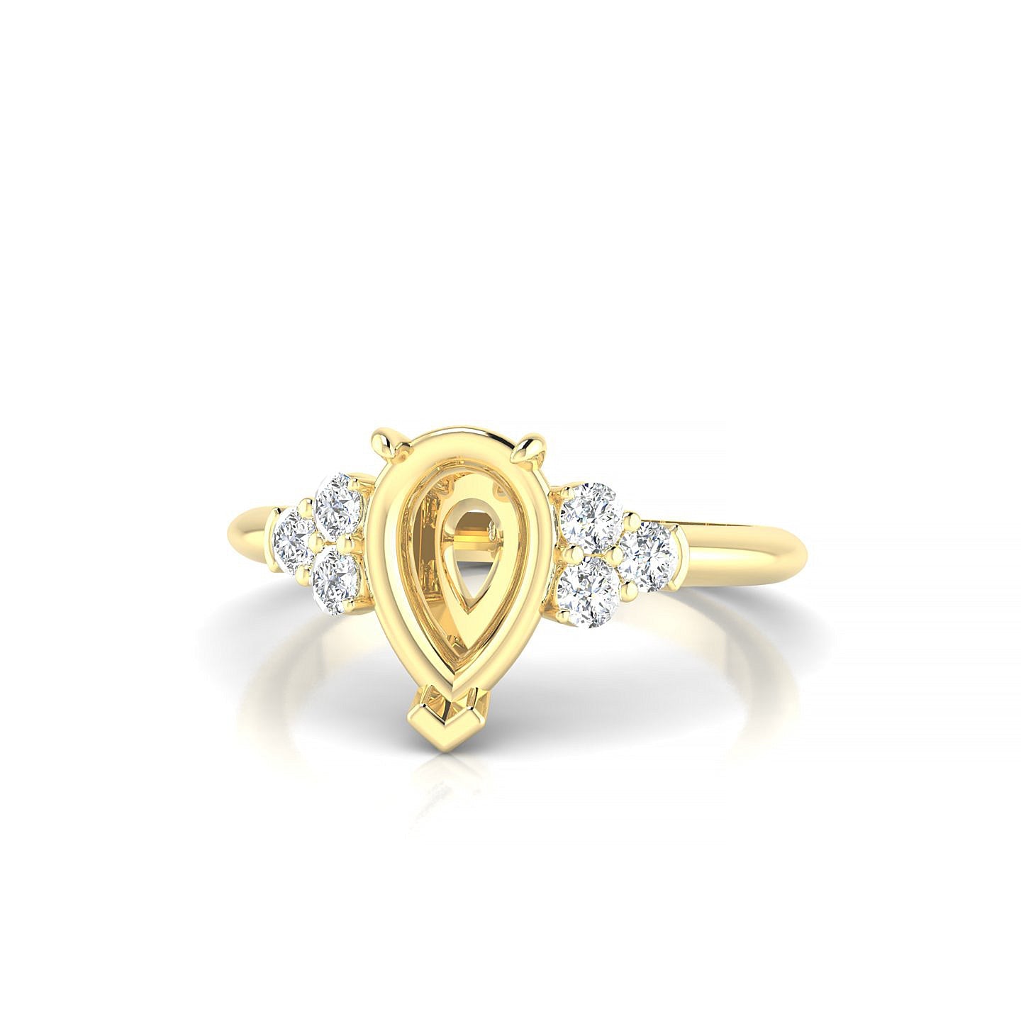 Mirage Pear 2-2.99 ct | 18k Yellow Gold Side Stones Ring