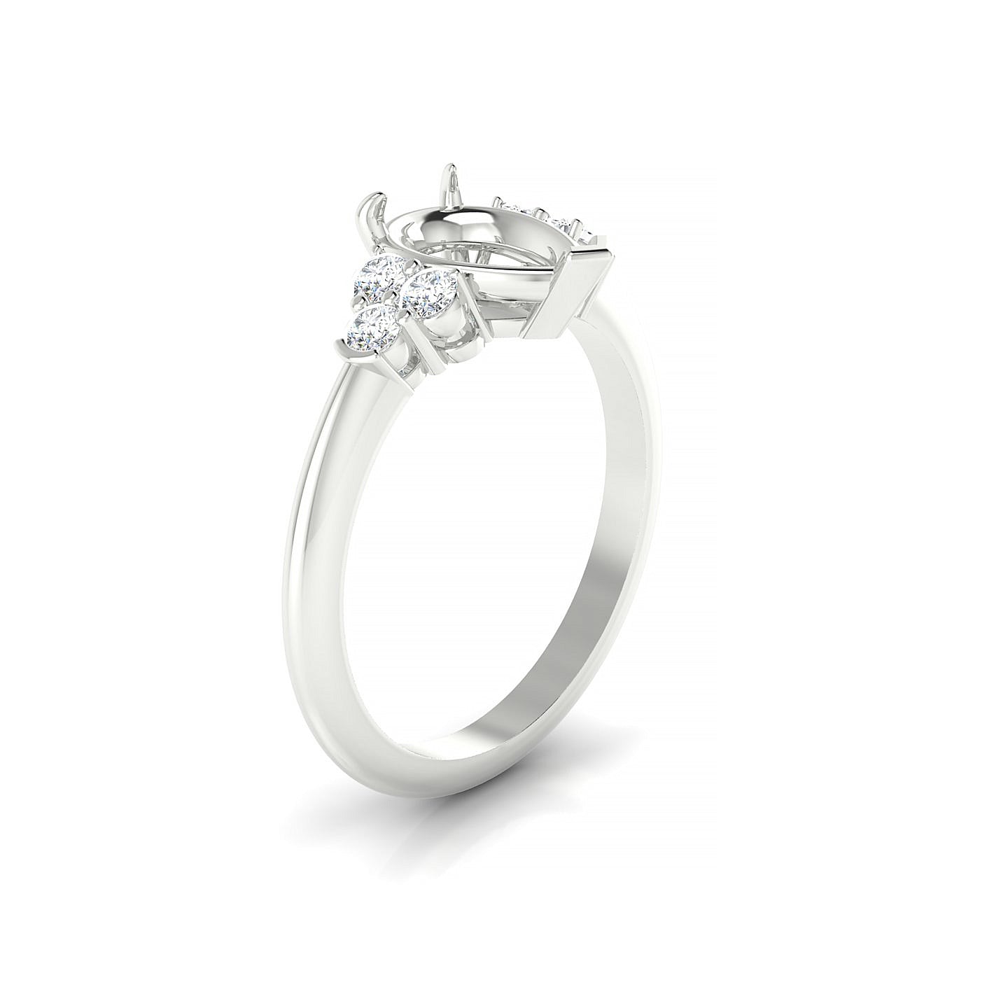 Mirage Pear 2-2.99 ct | 18k White Gold Side Stones Ring