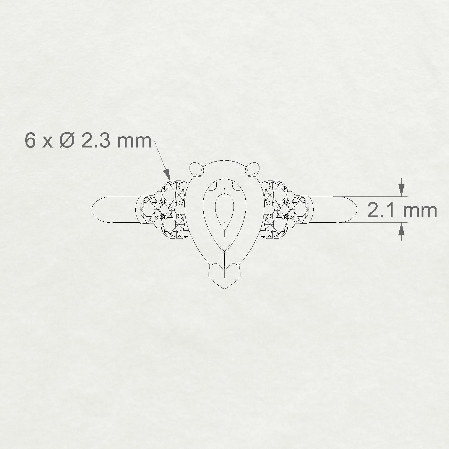 Mirage Pear 2-2.99 ct | 18k Rose Gold Side Stones Ring