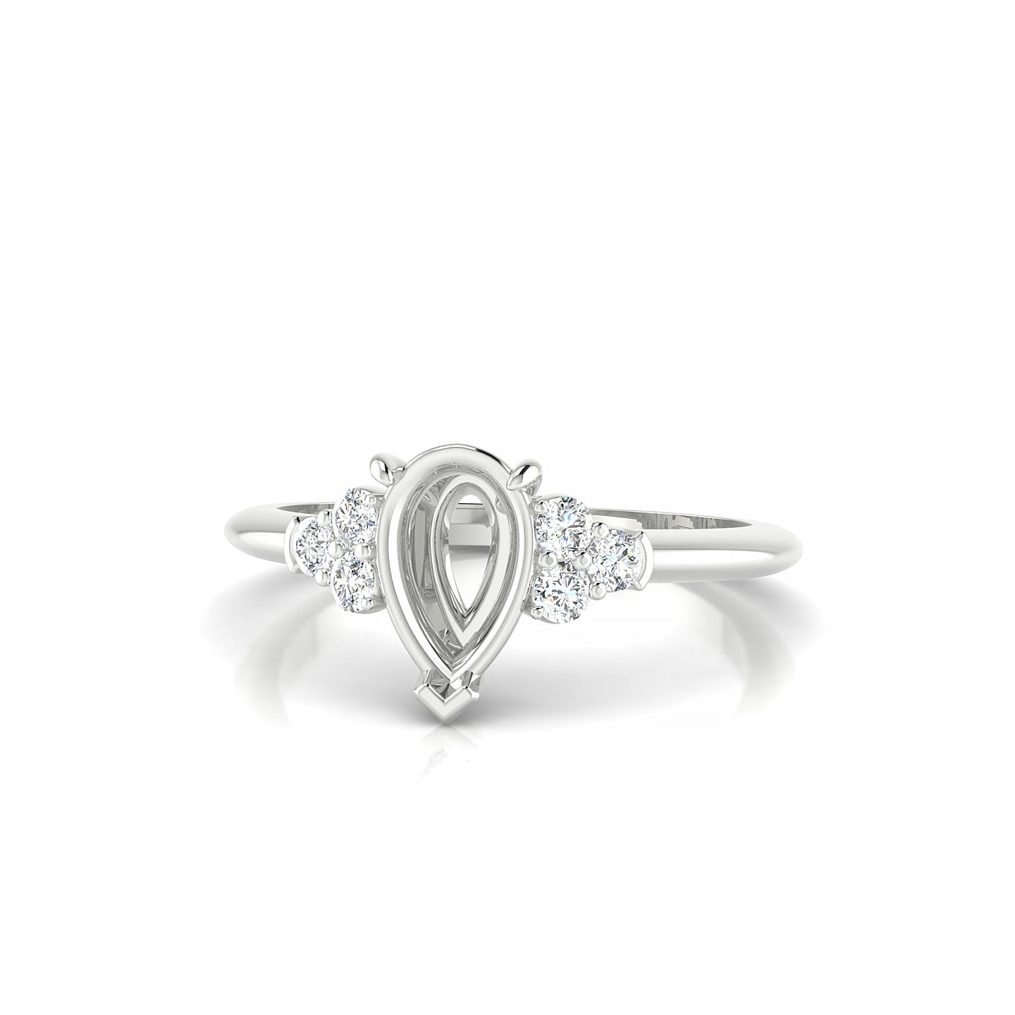 Mirage Pear 1-1.99 ct | 18k White Gold Side Stones Ring