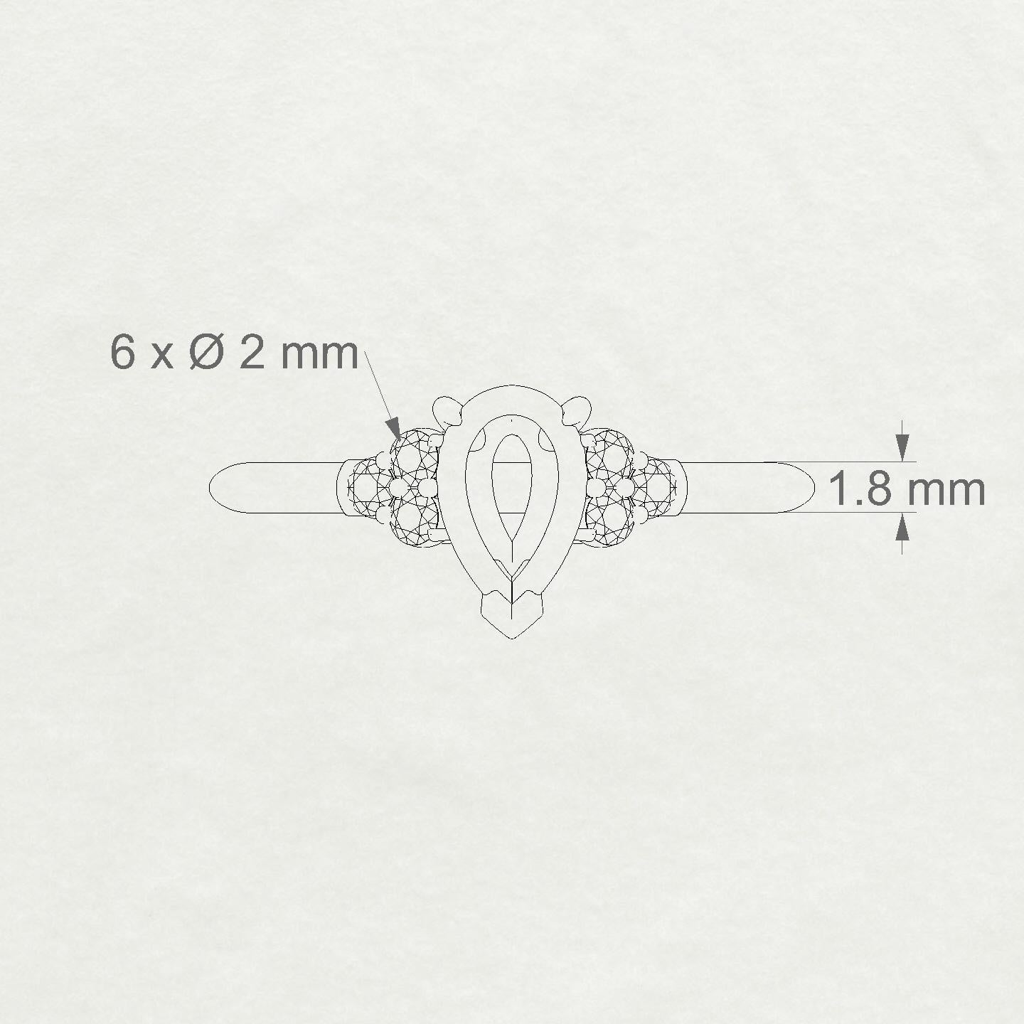 Mirage Pear 1-1.99 ct | 18k Rose Gold Side Stones Ring