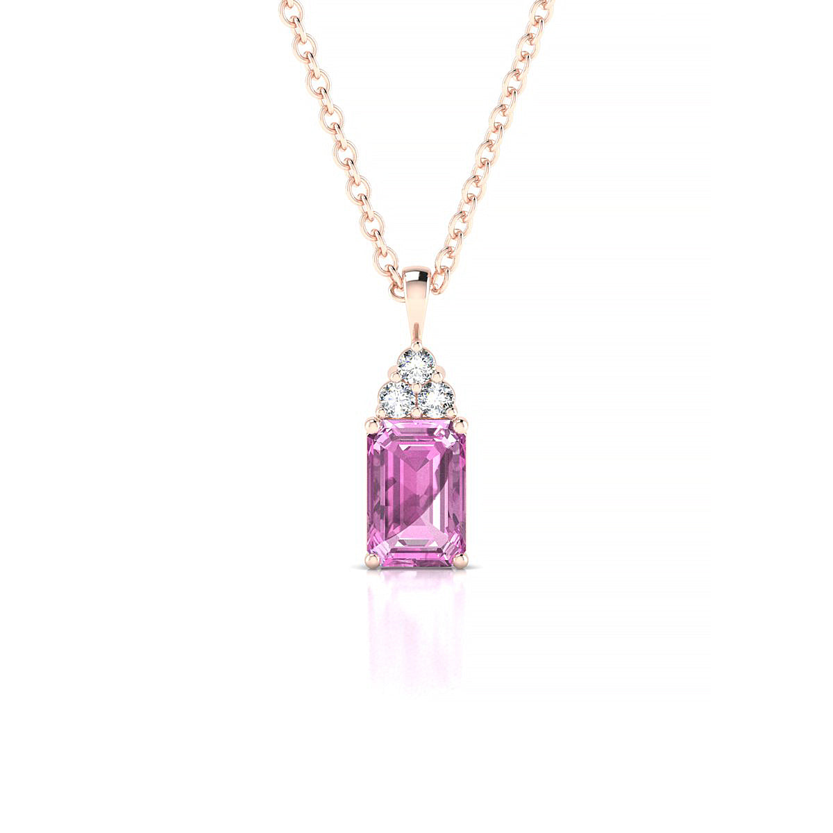 Mirage | 18k Rose Gold 6 x 4 mm Emerald Pink Sapphire Pendant