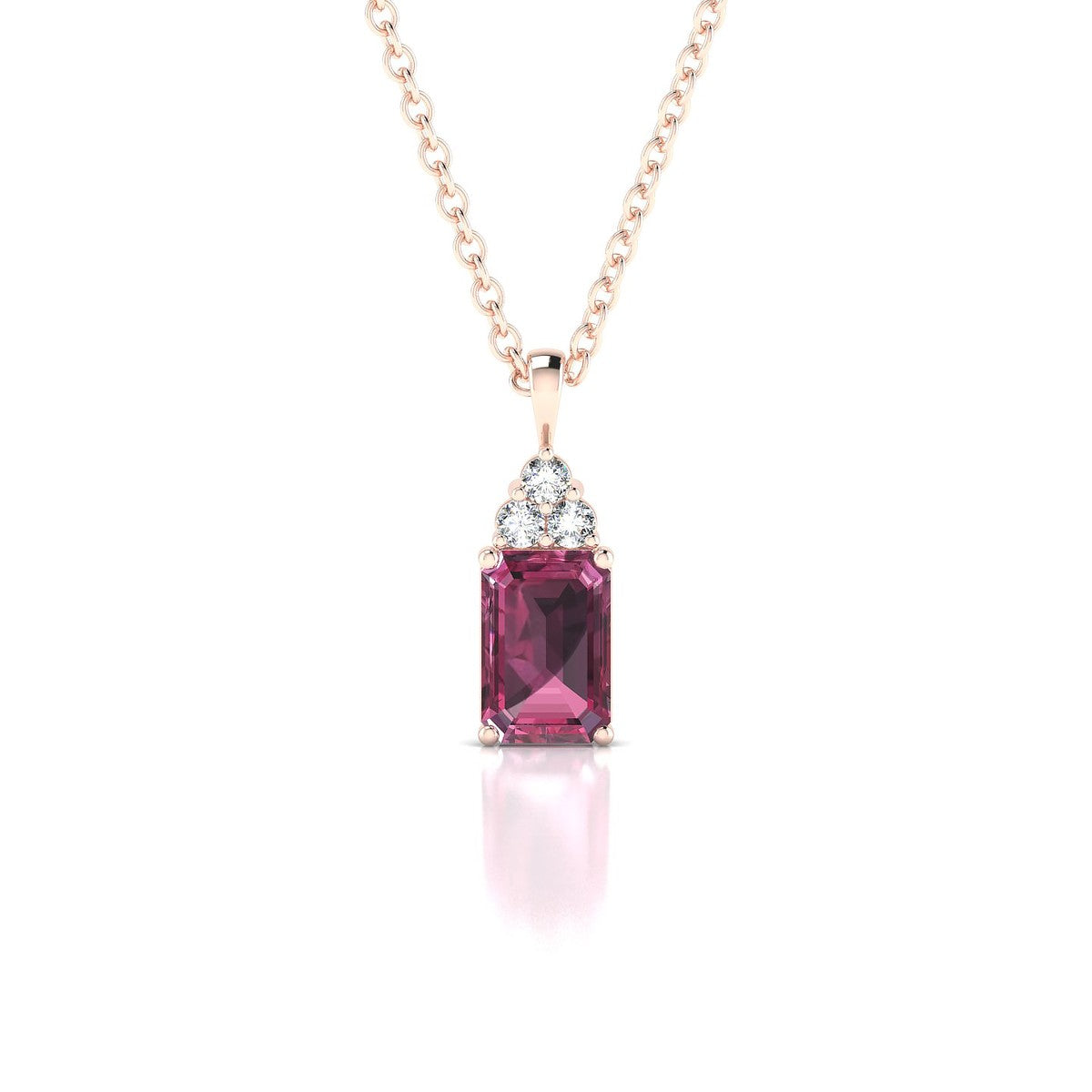 Mirage | 18k Rose Gold 6 x 4 mm Emerald Rhodolite Pendant