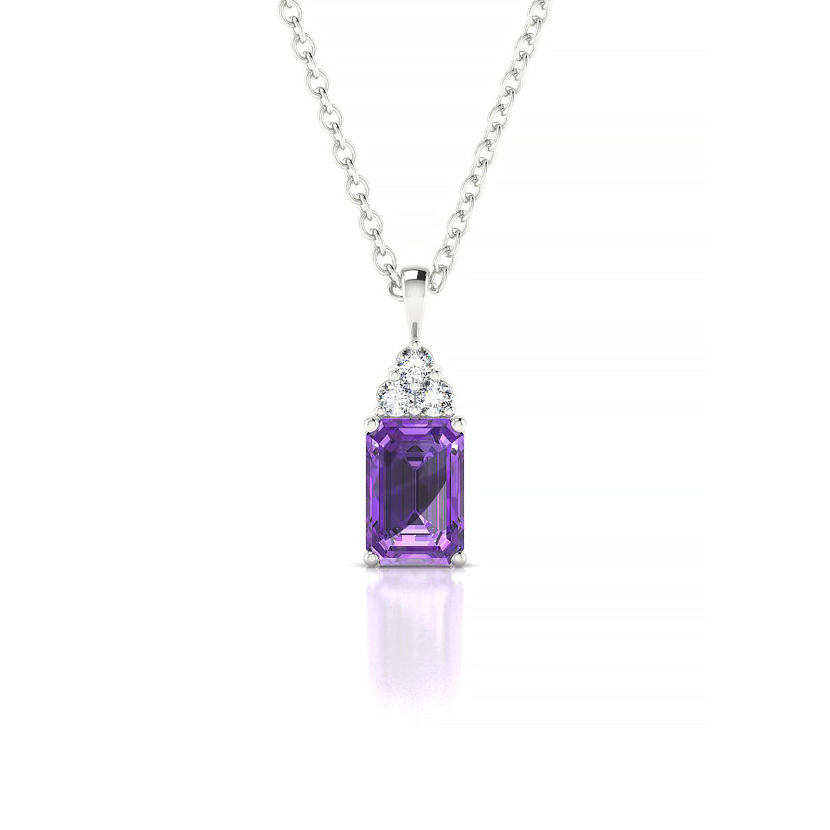 Mirage | 18k White Gold 6 x 4 mm Emerald Amethyst Pendant