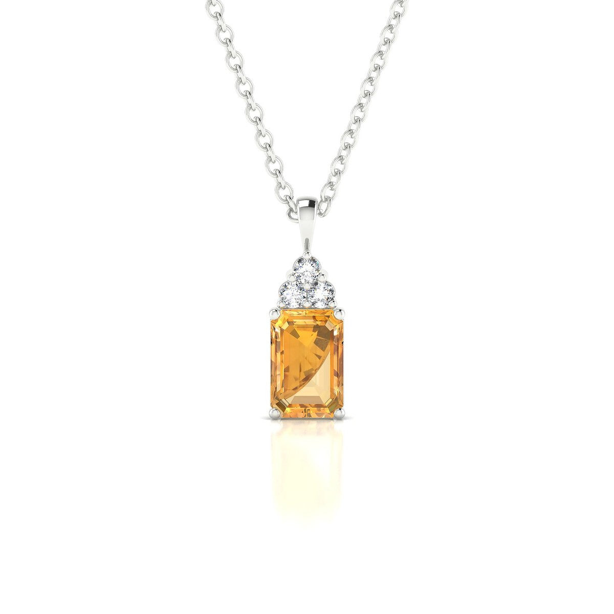 Mirage | 18k White Gold 6 x 4 mm Emerald Citrine Pendant