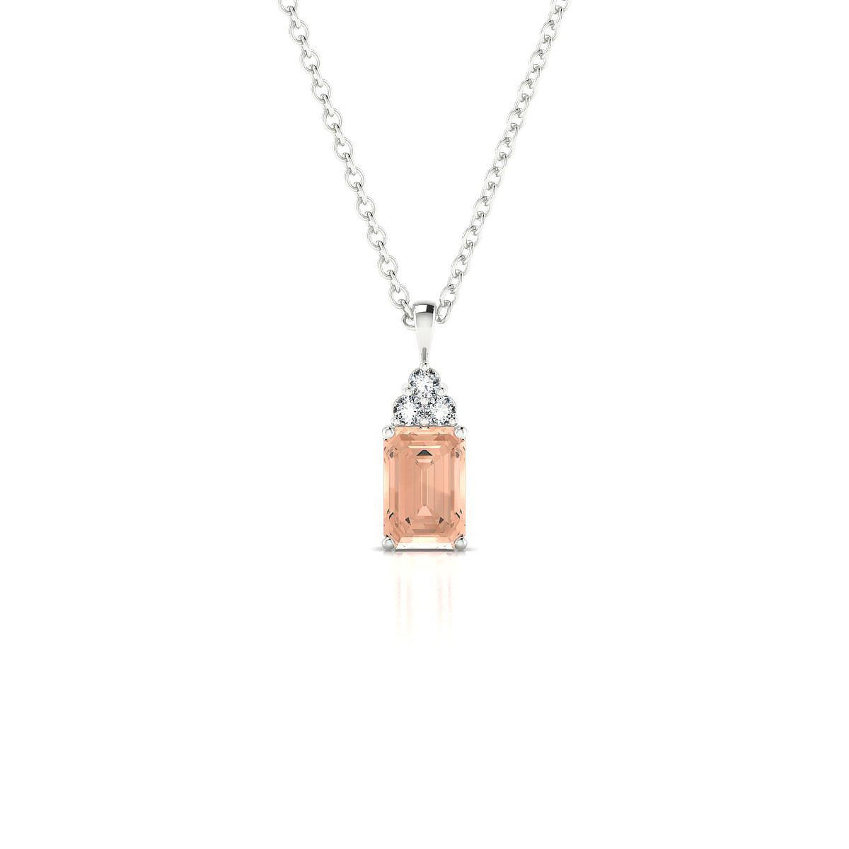 Mirage | 18k White Gold 6 x 4 mm Emerald Morganite Pendant