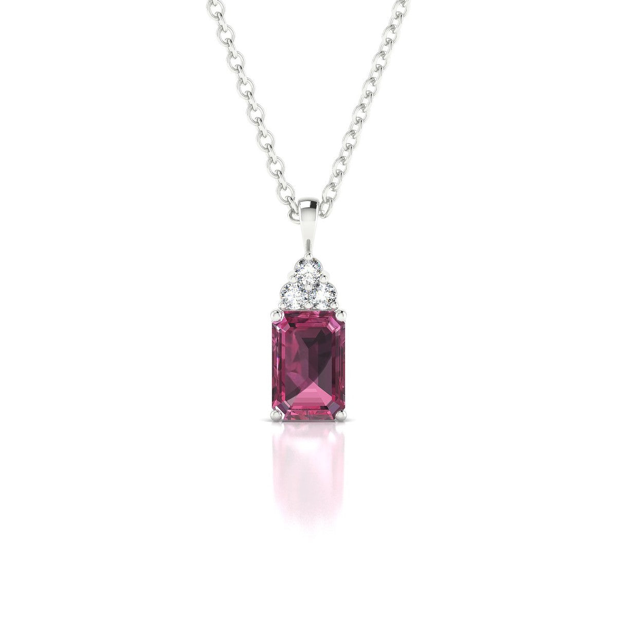 Mirage | 18k White Gold 6 x 4 mm Emerald Rhodolite Pendant