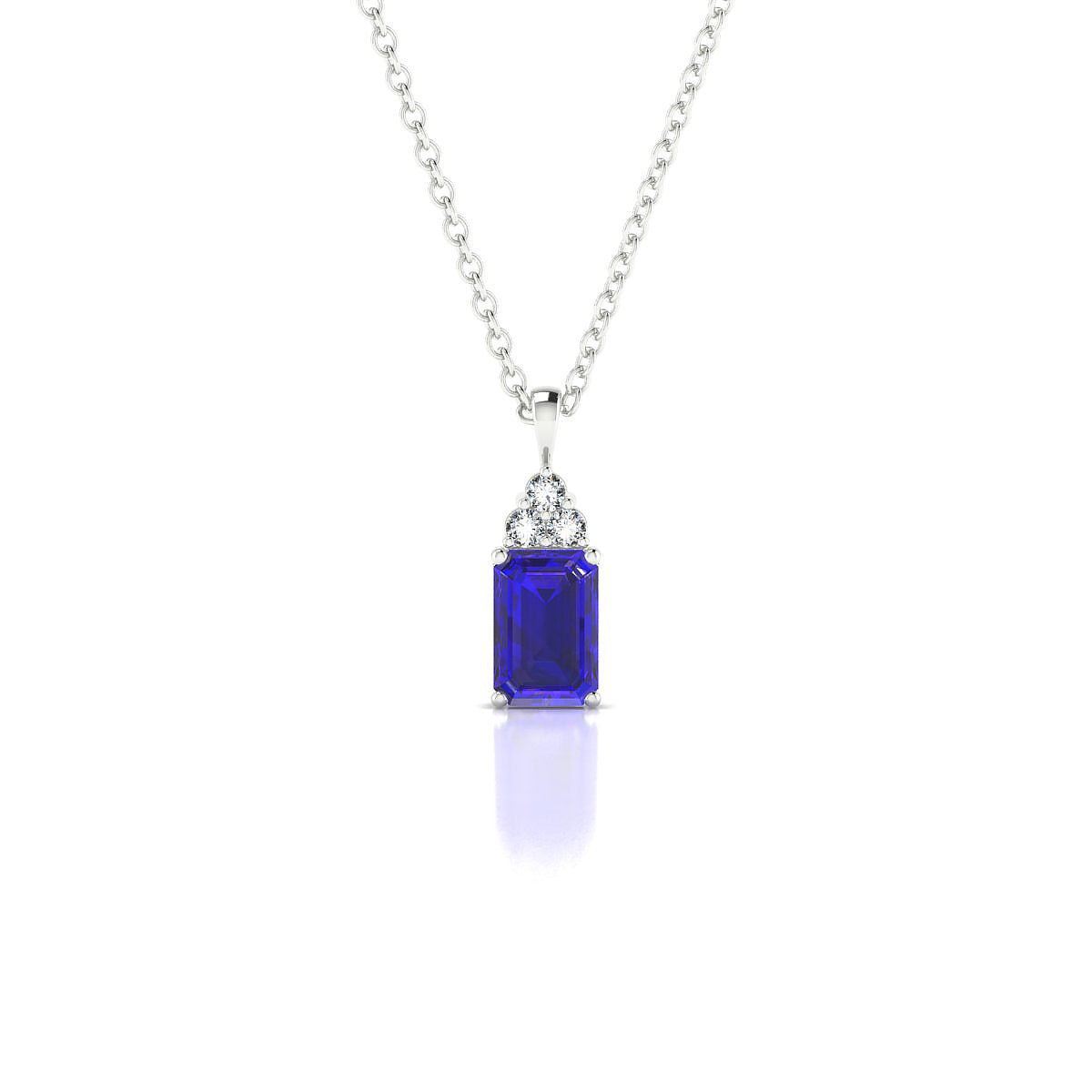 Mirage | 18k White Gold 6 x 4 mm Emerald Tanzanite Pendant