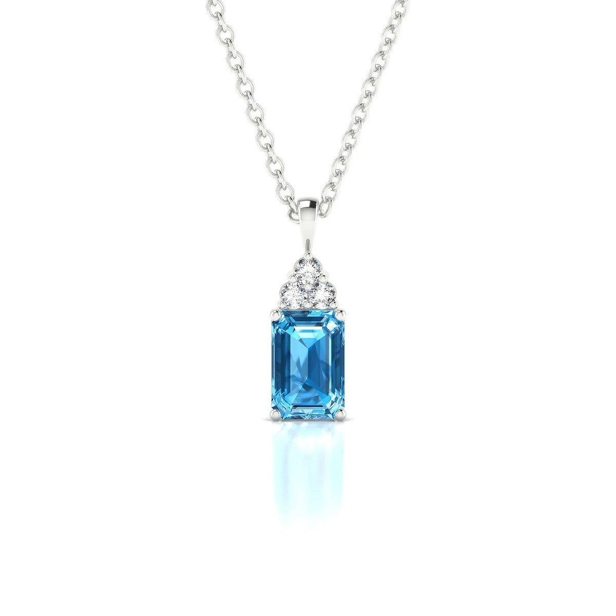 Mirage | 18k White Gold 6 x 4 mm Emerald Topaz Pendant