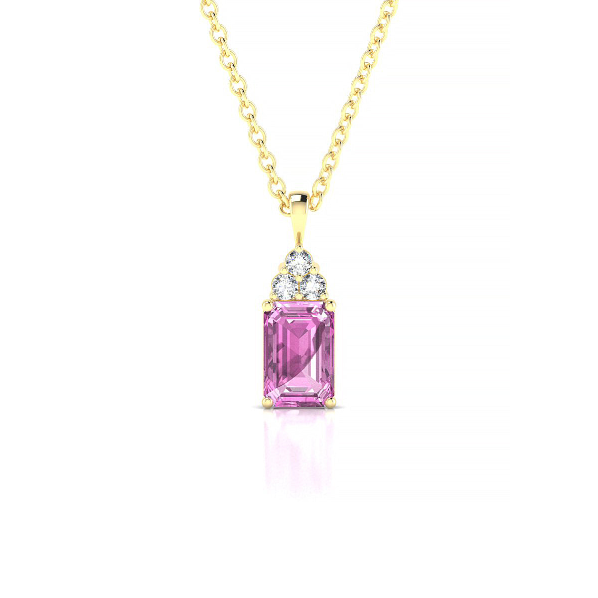 Mirage | 18k Yellow Gold 6 x 4 mm Emerald Pink Sapphire Pendant