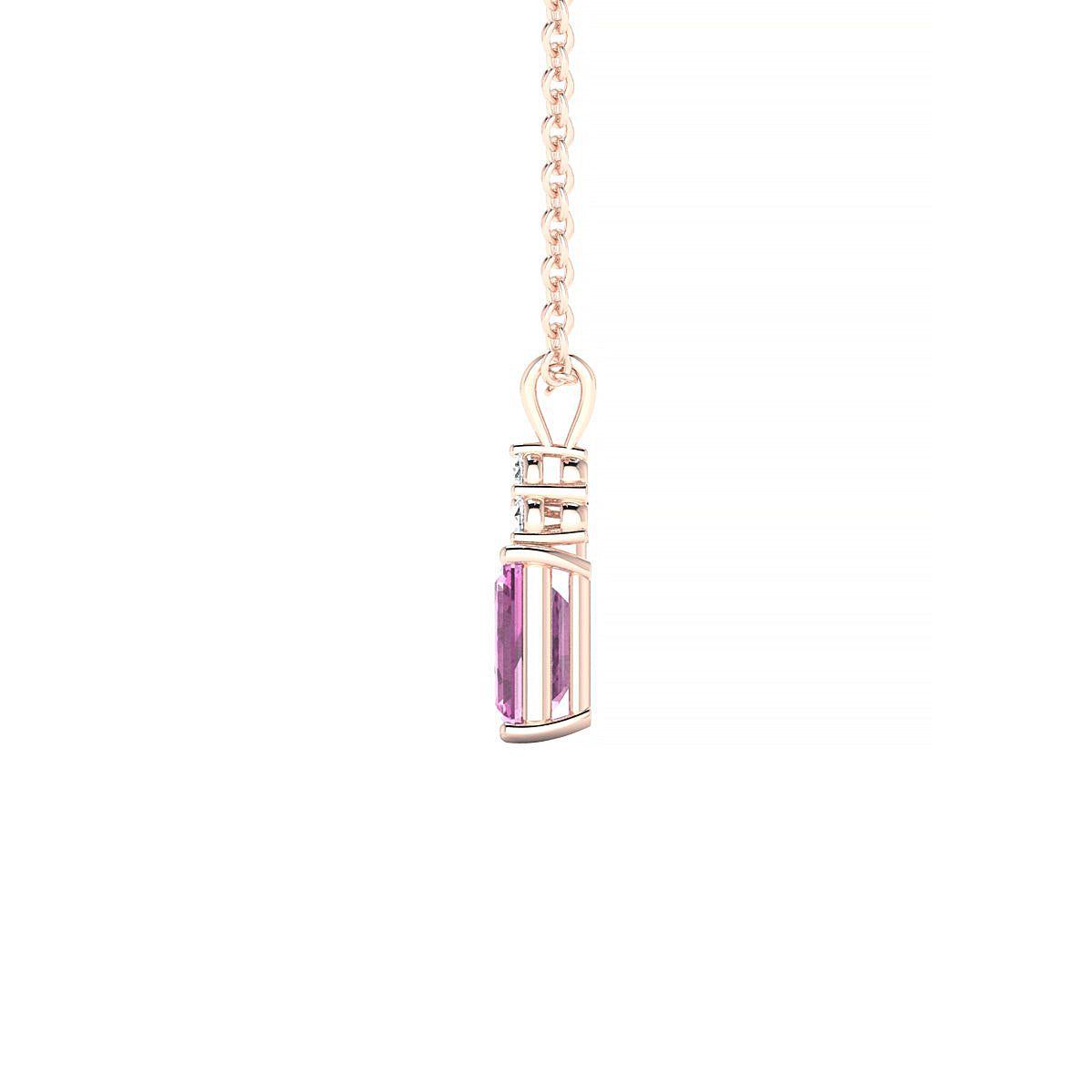 Mirage | 18k Rose Gold 6 x 4 mm Emerald Pink Sapphire Pendant