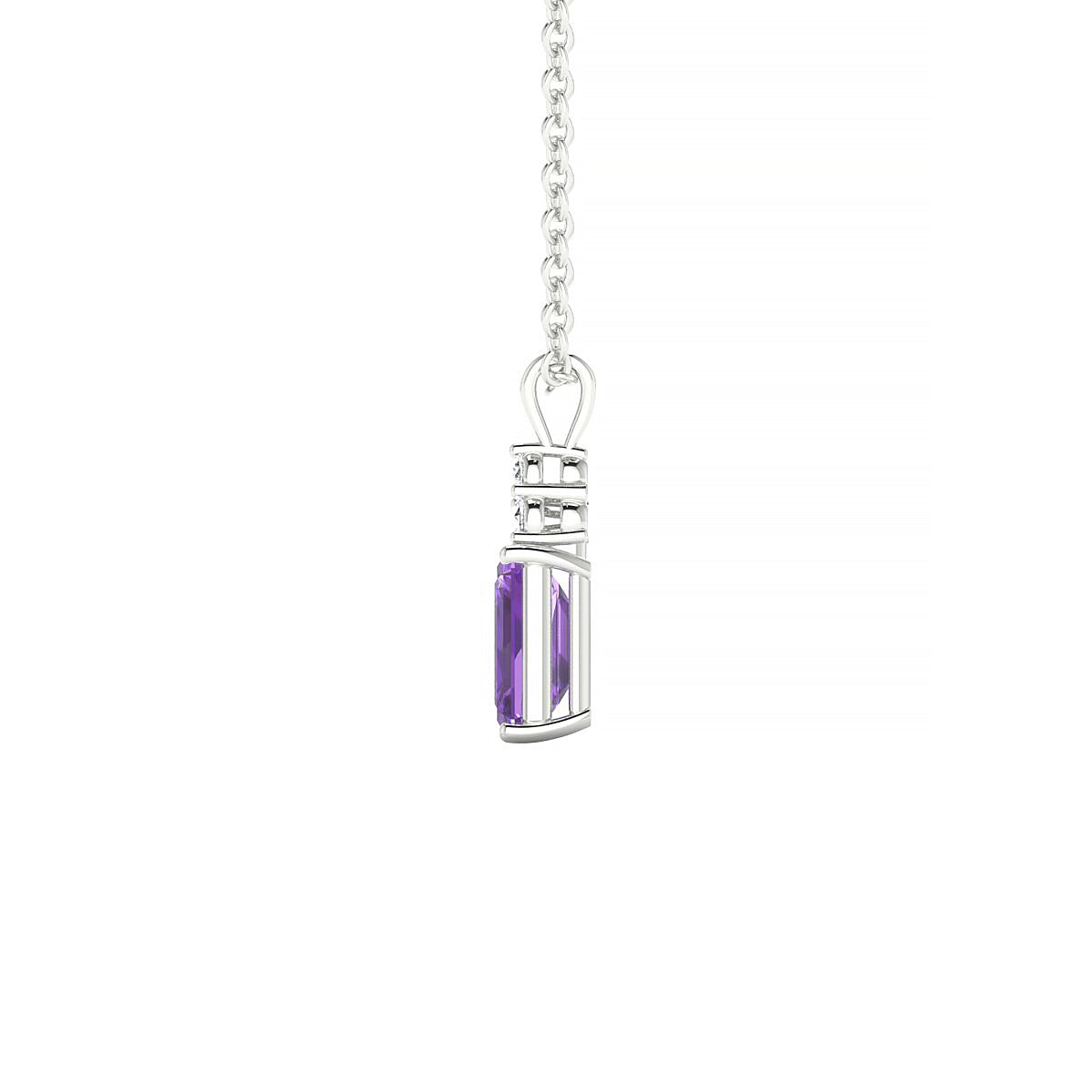 Mirage | 18k White Gold 6 x 4 mm Emerald Amethyst Pendant