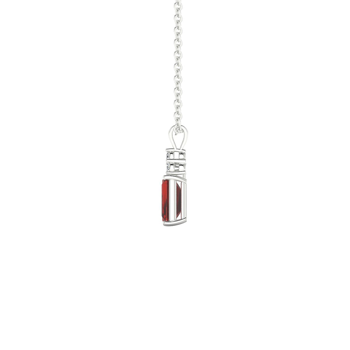 Mirage | 18k White Gold 6 x 4 mm Emerald Garnet Pendant
