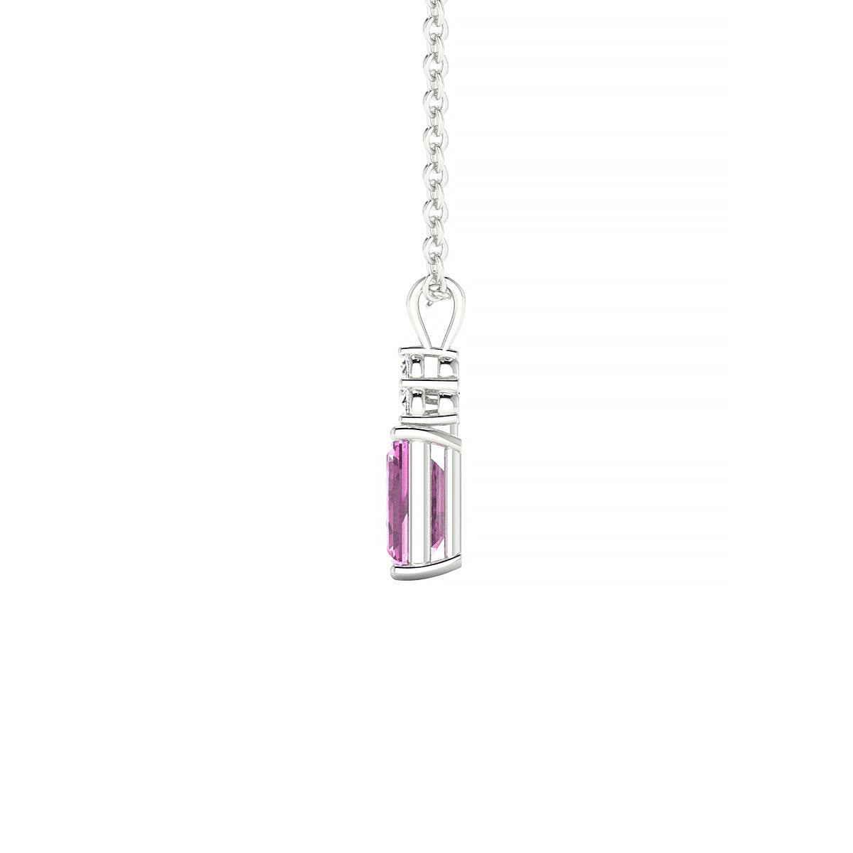 Mirage | 18k White Gold 6 x 4 mm Emerald Pink Sapphire Pendant