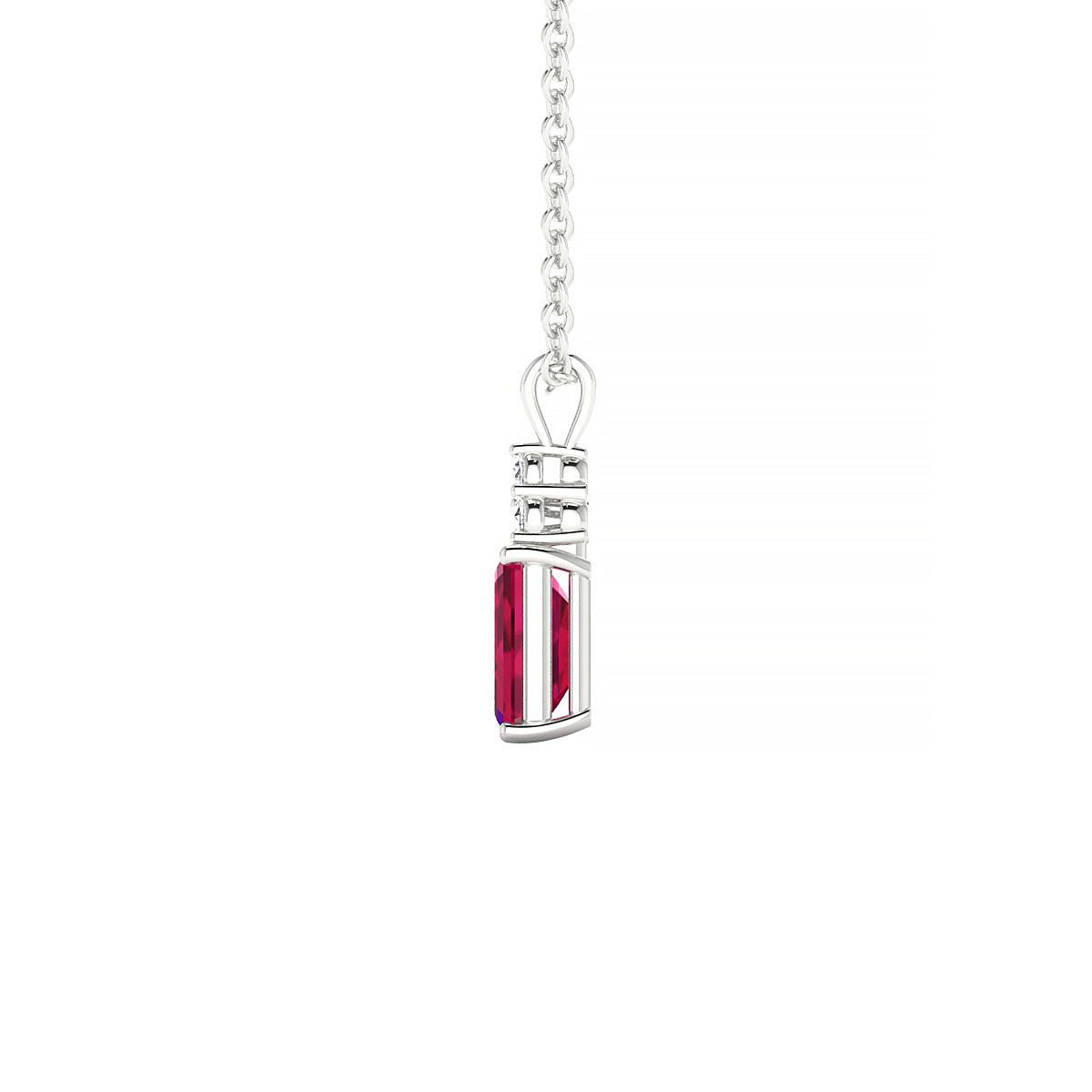 Mirage | 18k White Gold 6 x 4 mm Emerald Ruby Pendant