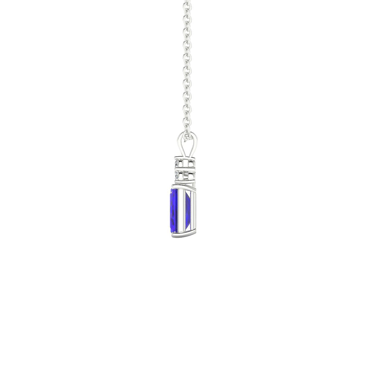 Mirage | 18k White Gold 6 x 4 mm Emerald Tanzanite Pendant