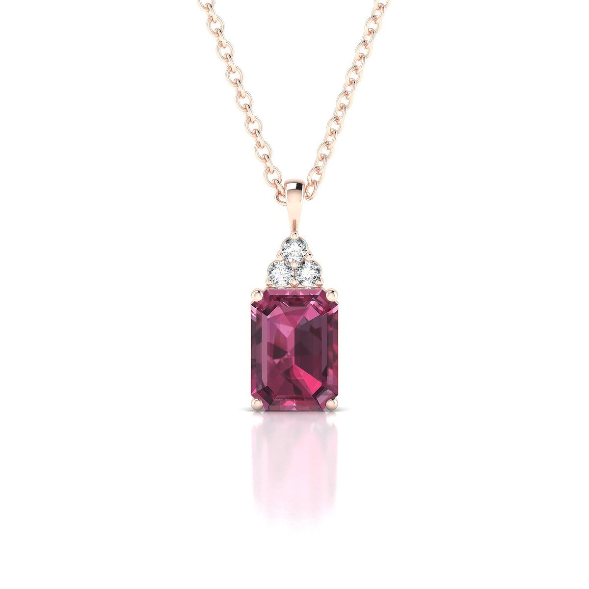 Mirage | 18k Rose Gold 7 x 5 mm Emerald Rhodolite Pendant